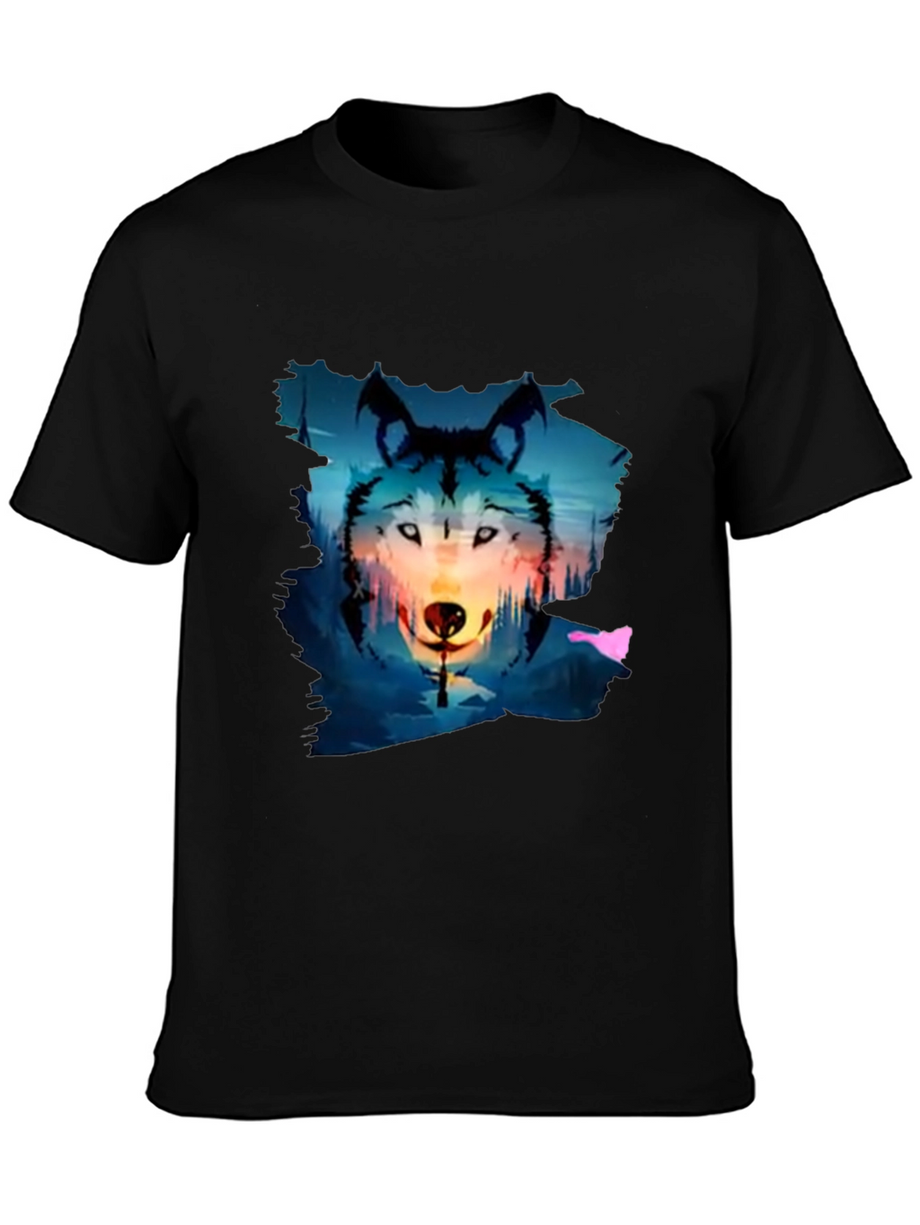 Wolf Graphic Tee - Black Cotton Blend T-Shirt