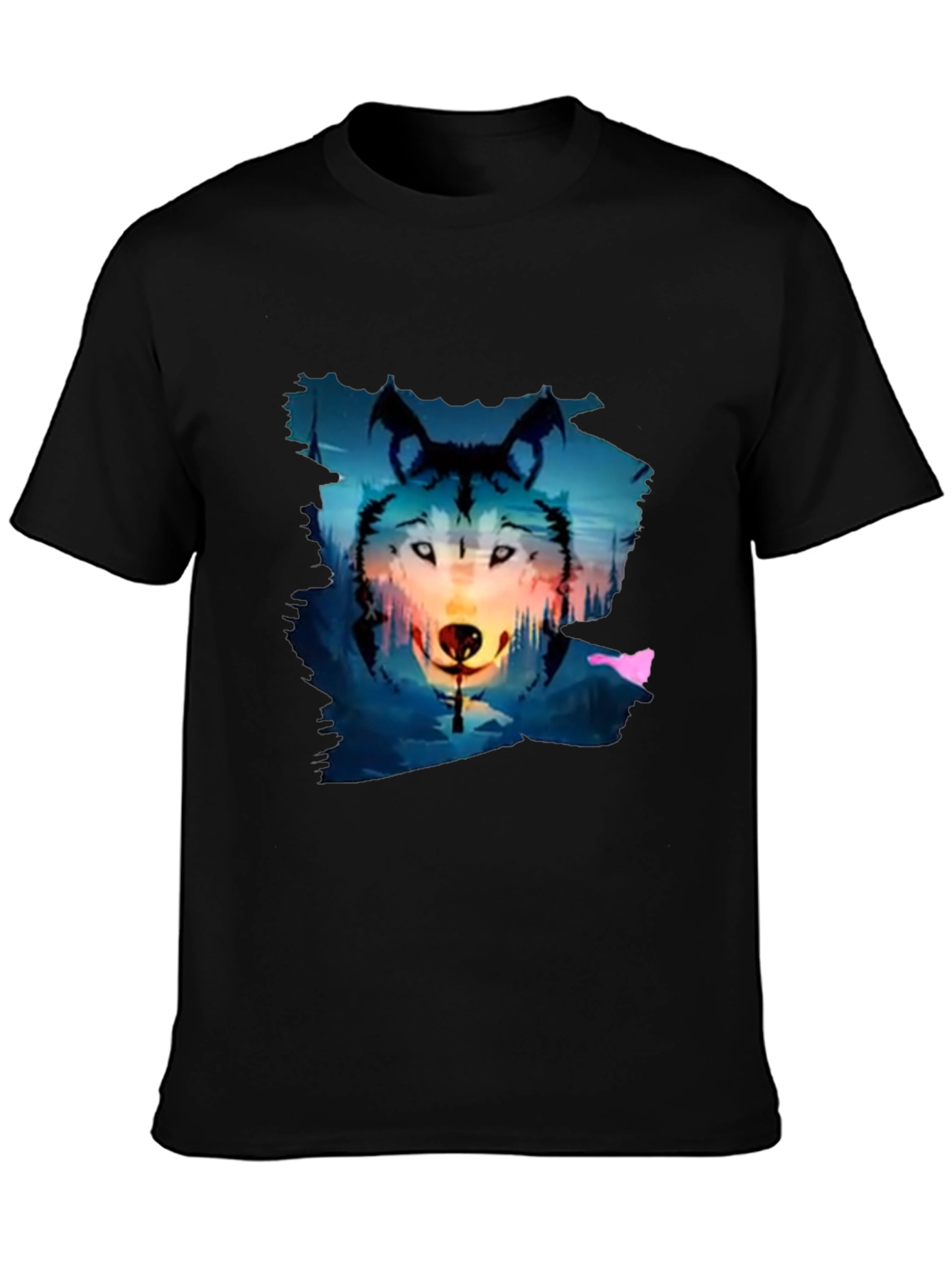 Wolf Graphic Tee - Black Cotton Blend T-Shirt