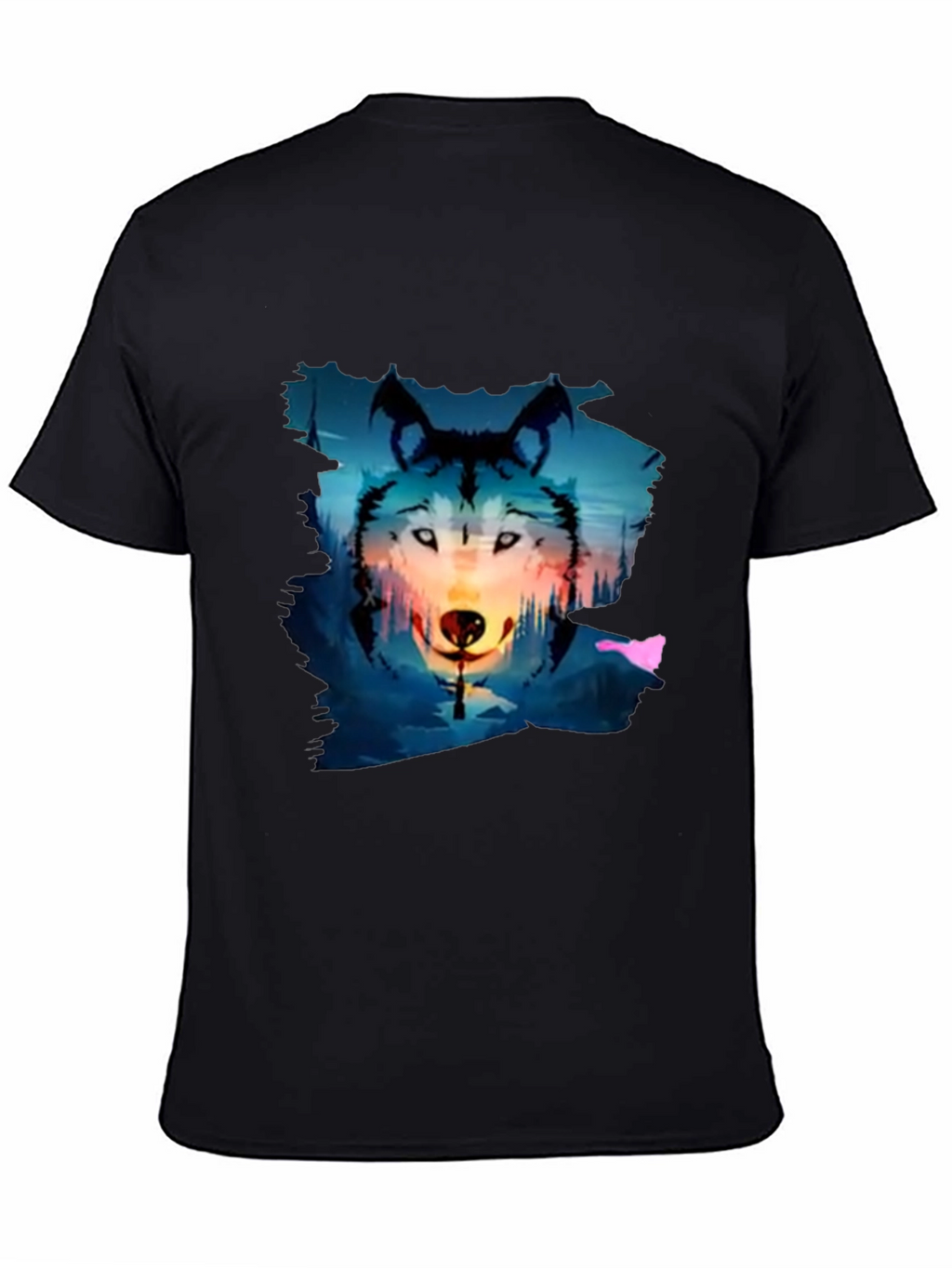Wolf Graphic Tee - Black Cotton Blend T-Shirt