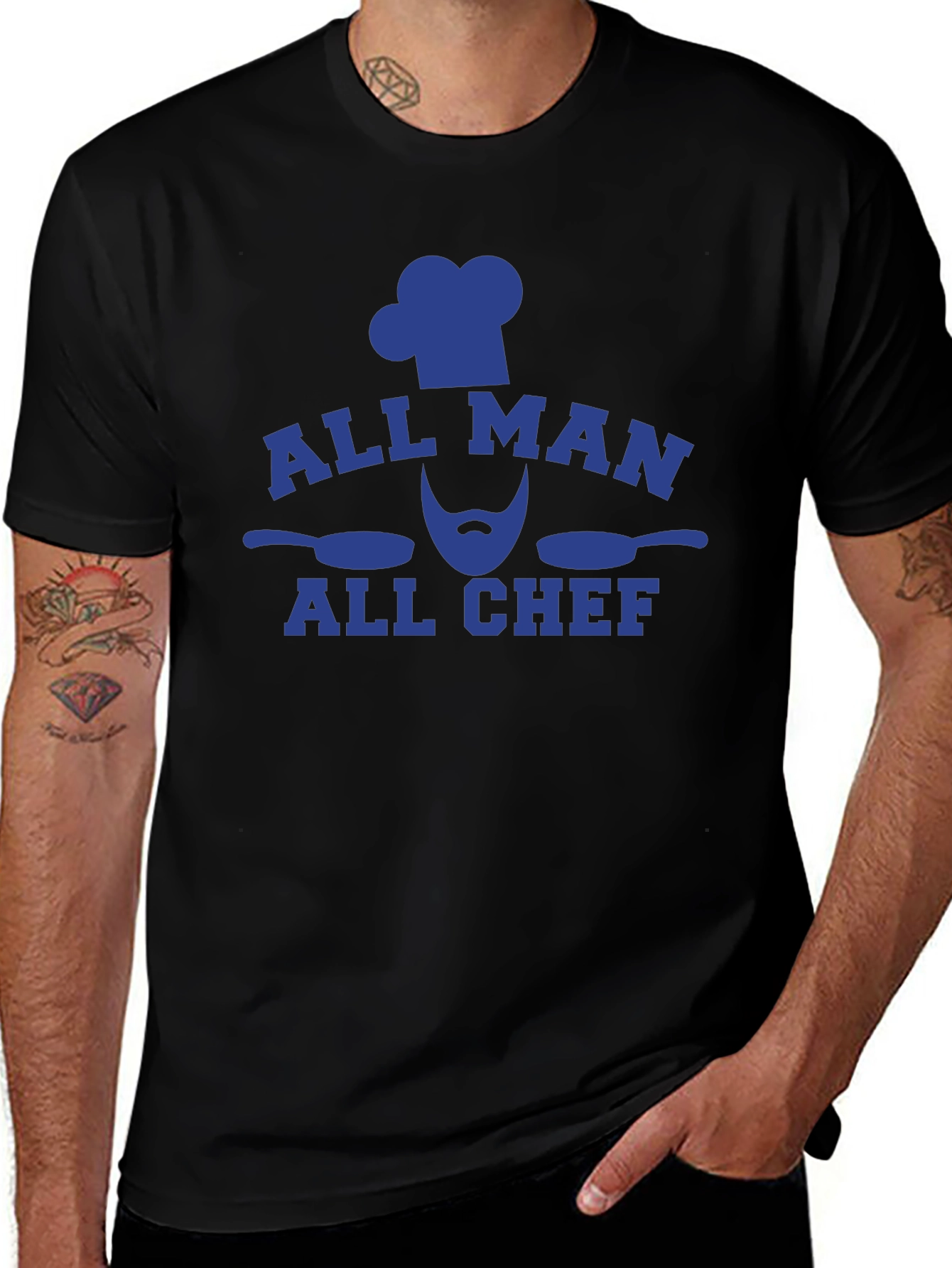 All Man All Chef Graphic Tee - Black Cotton T-Shirt