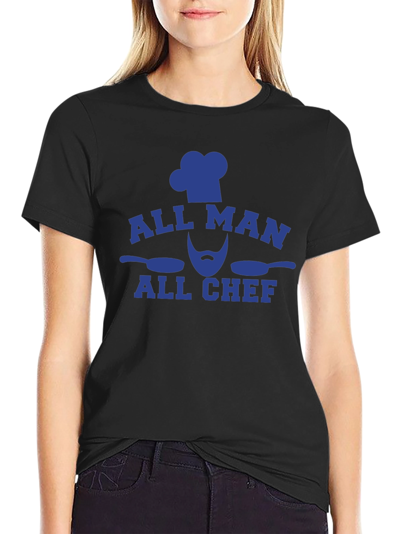 All Man All Chef Graphic Tee - Black Cotton T-Shirt