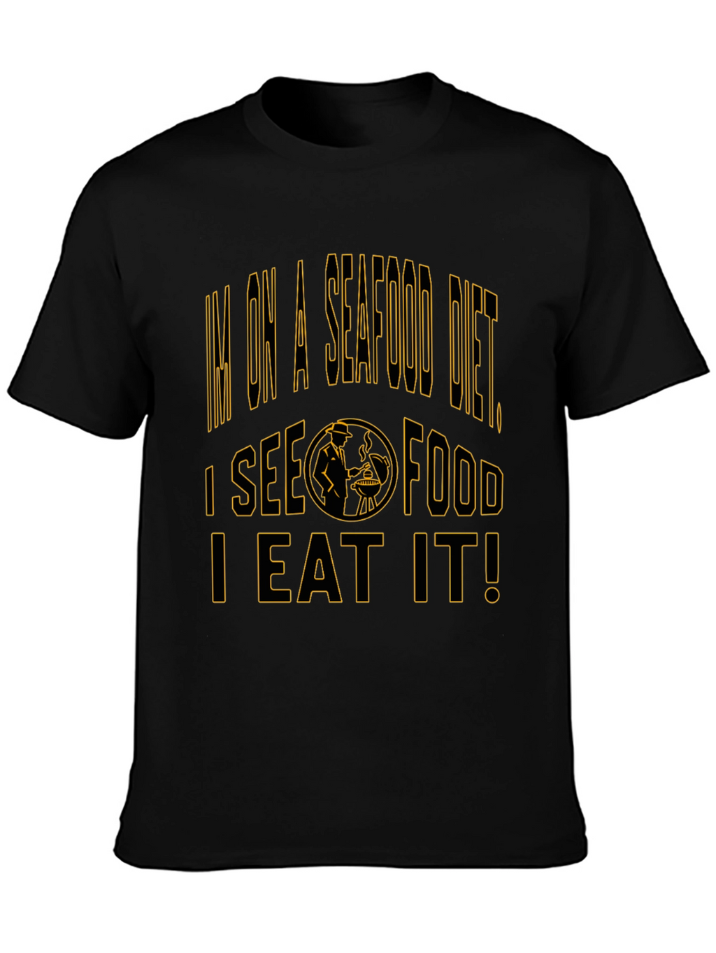 Seafood Diet Black T-Shirt Funny Foodie Graphic Tee
