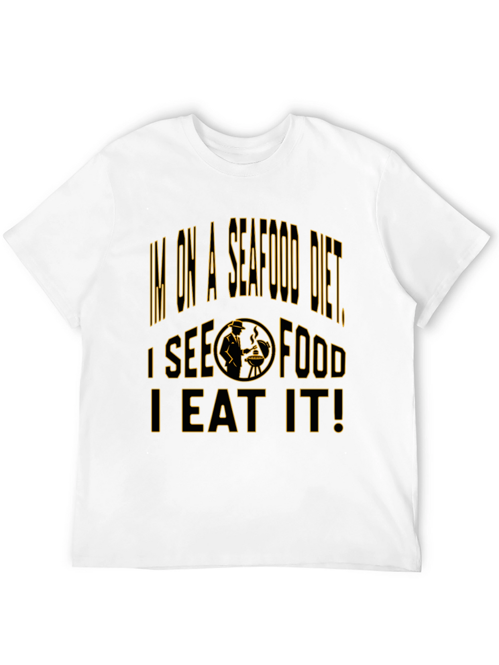 Seafood Diet Black T-Shirt Funny Foodie Graphic Tee