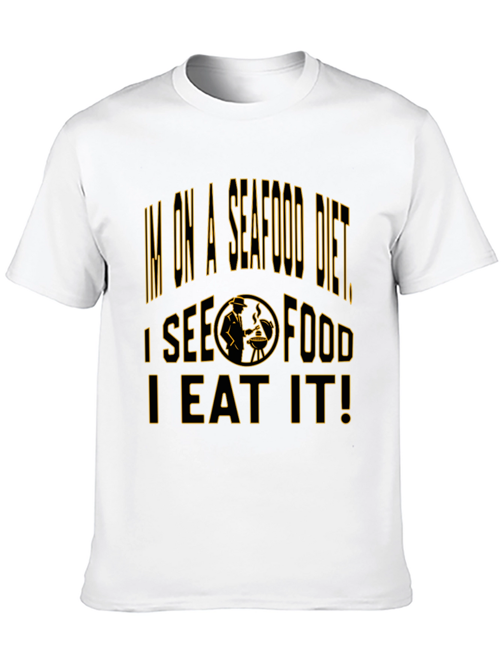 Seafood Diet Black T-Shirt Funny Foodie Graphic Tee