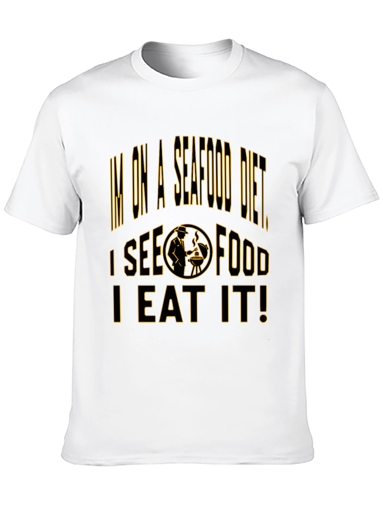 Seafood Diet Black T-Shirt Funny Foodie Graphic Tee