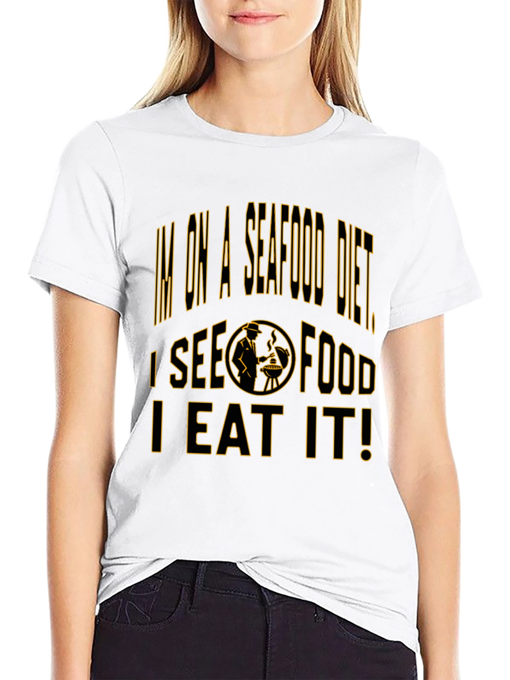 Seafood Diet Black T-Shirt Funny Foodie Graphic Tee