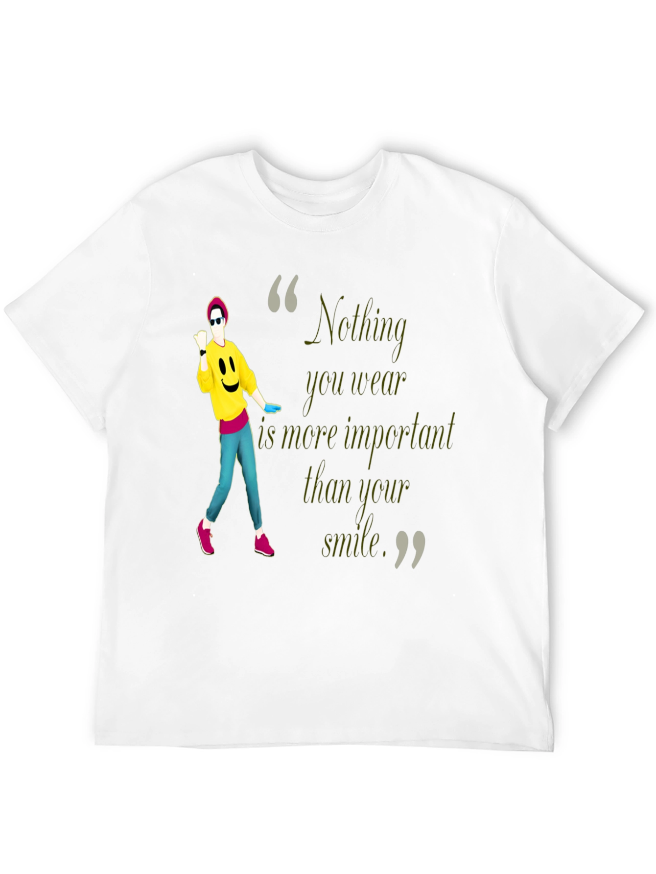 Stylish Black Tee with Smile Quote & Dancer Graphic