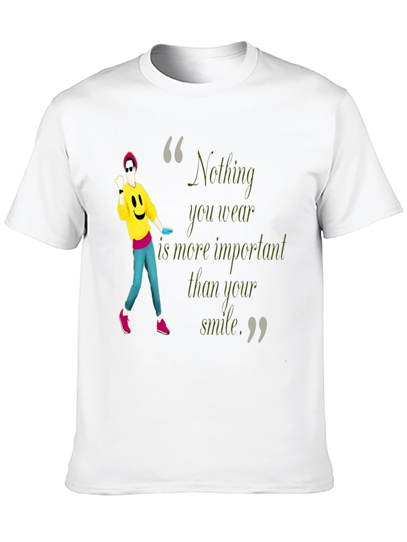 Stylish Black Tee with Smile Quote & Dancer Graphic