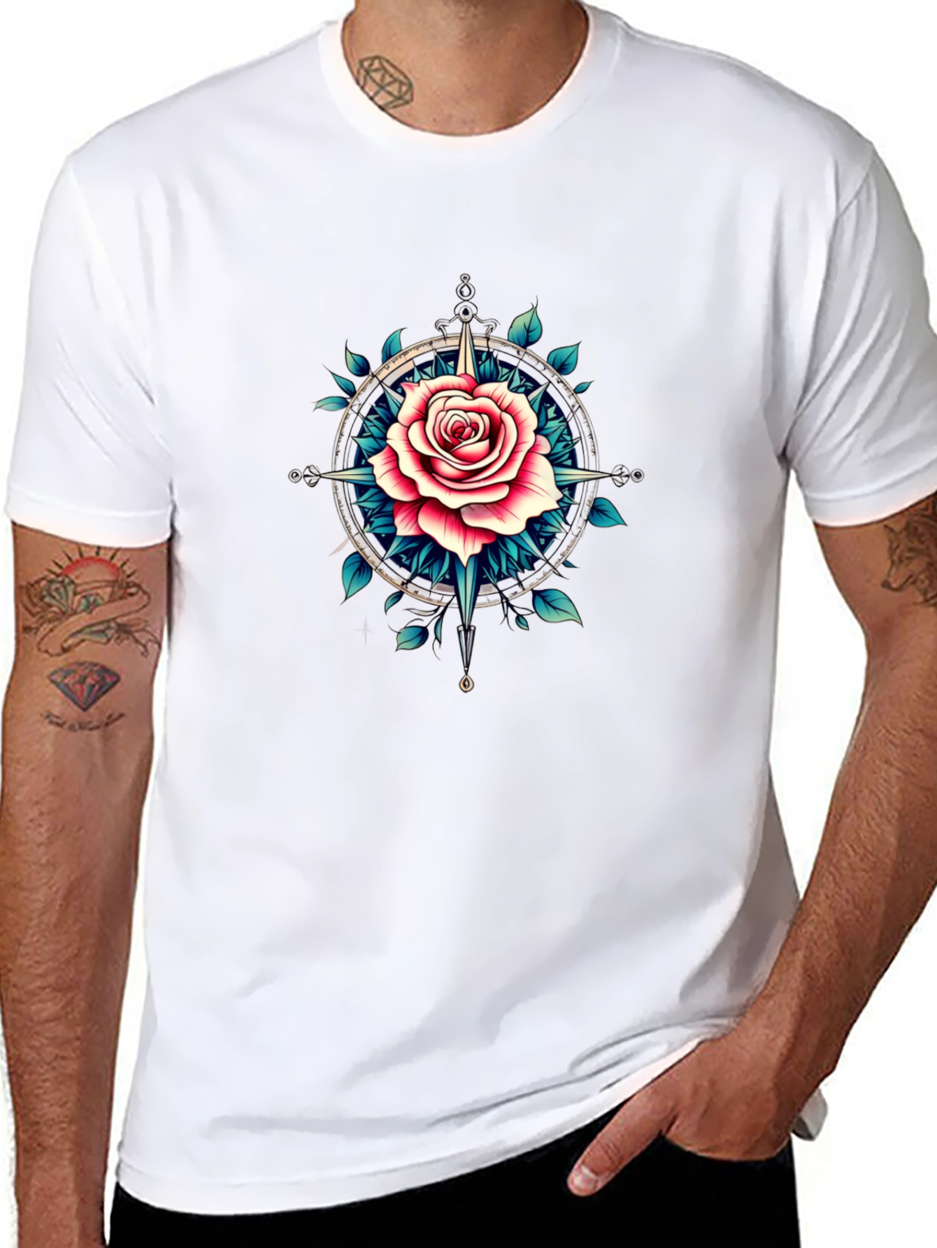 Rose Compass Graphic T-Shirt