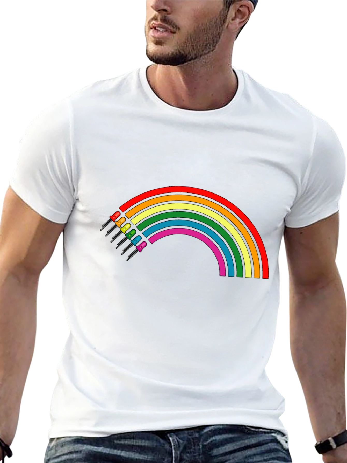 Rainbow LED T-Shirt - Black Cotton Blend