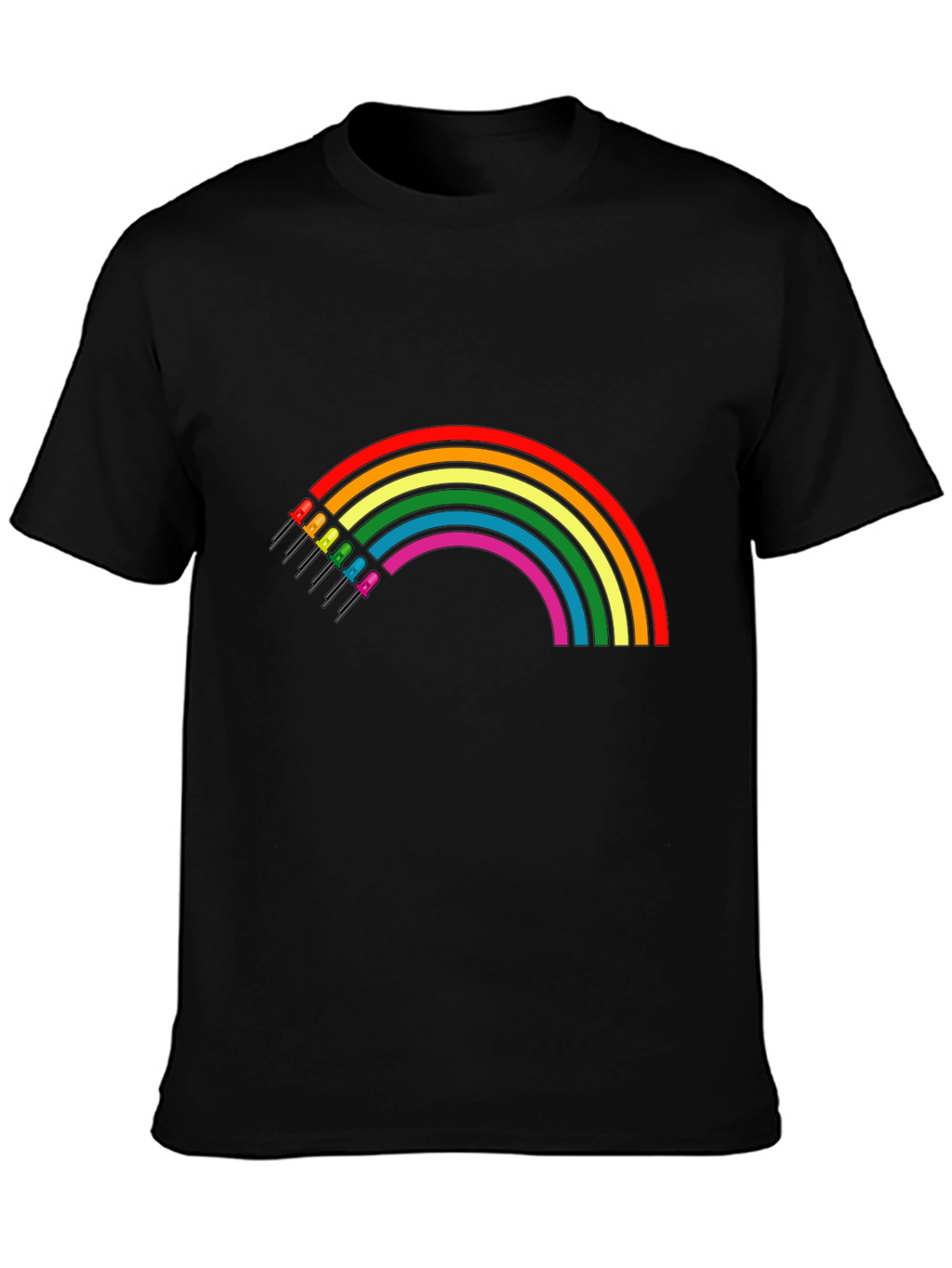 Rainbow LED T-Shirt - Black Cotton Blend