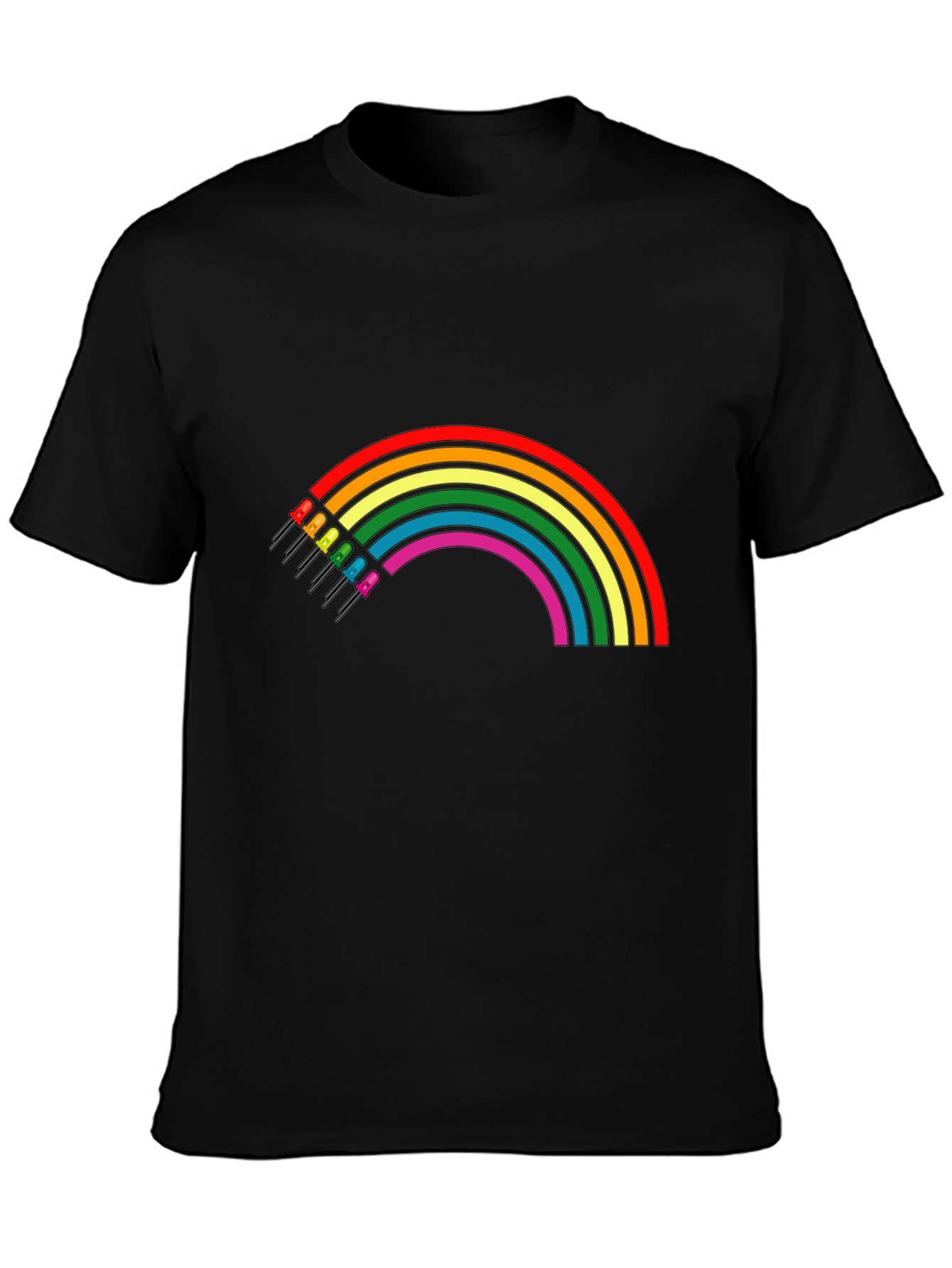 Rainbow LED T-Shirt - Black Cotton Blend