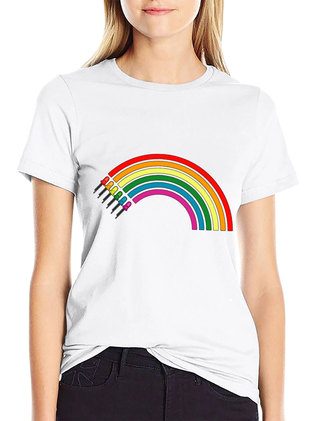 Rainbow LED T-Shirt - Black Cotton Blend