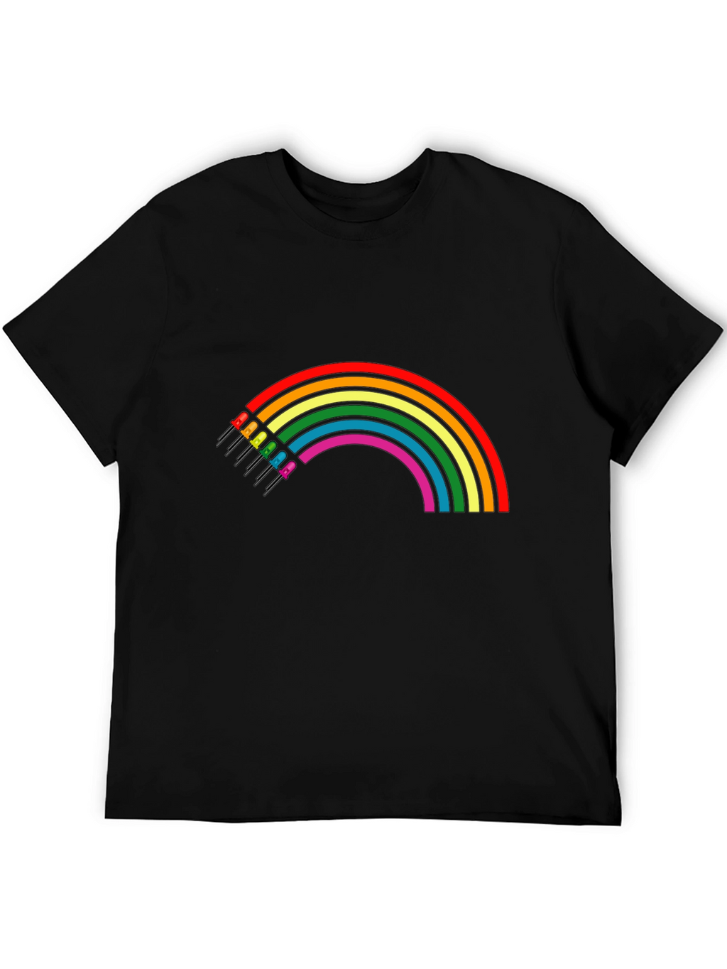 Rainbow LED T-Shirt - Black Cotton Blend