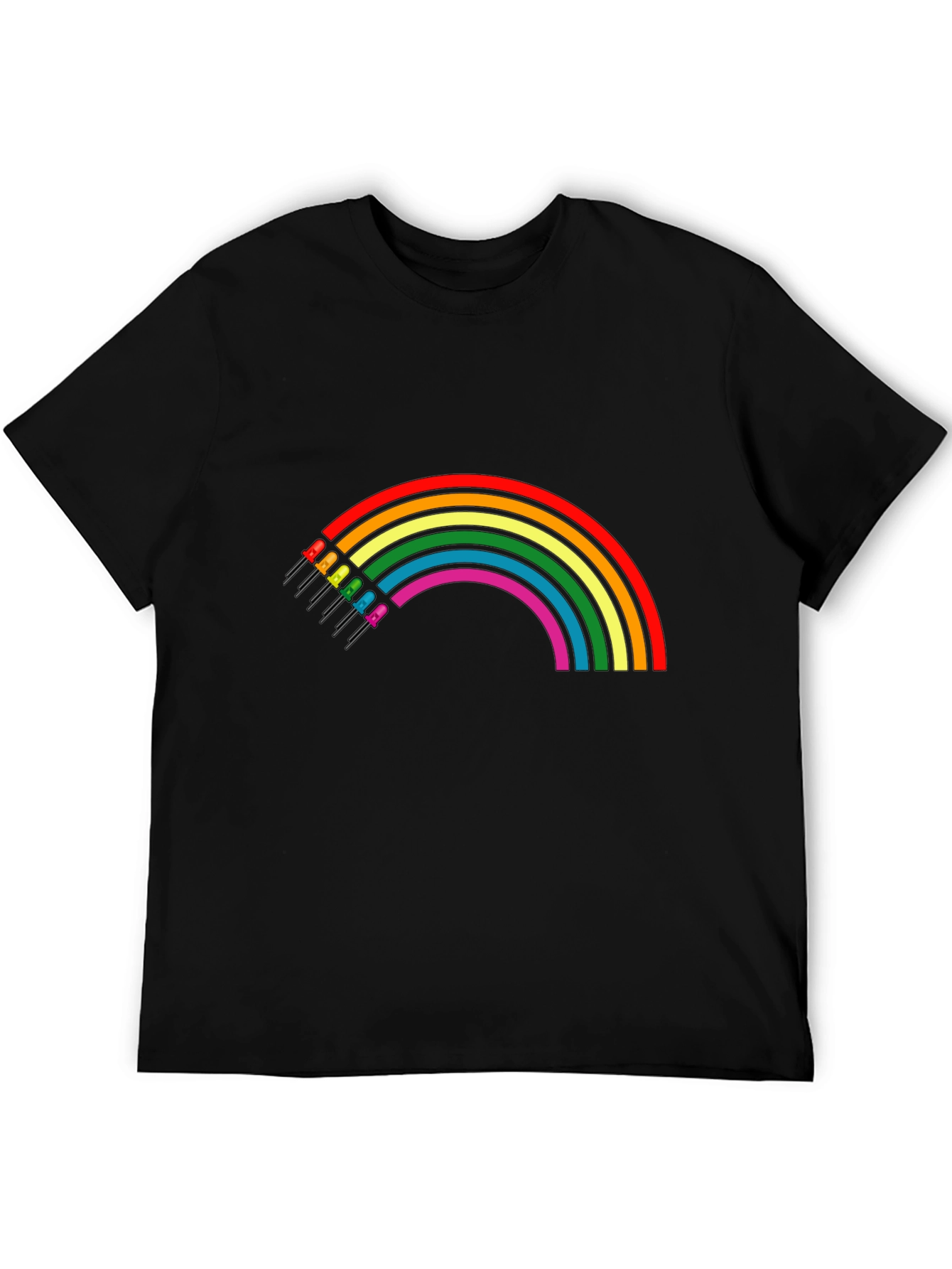 Rainbow LED T-Shirt - Black Cotton Blend