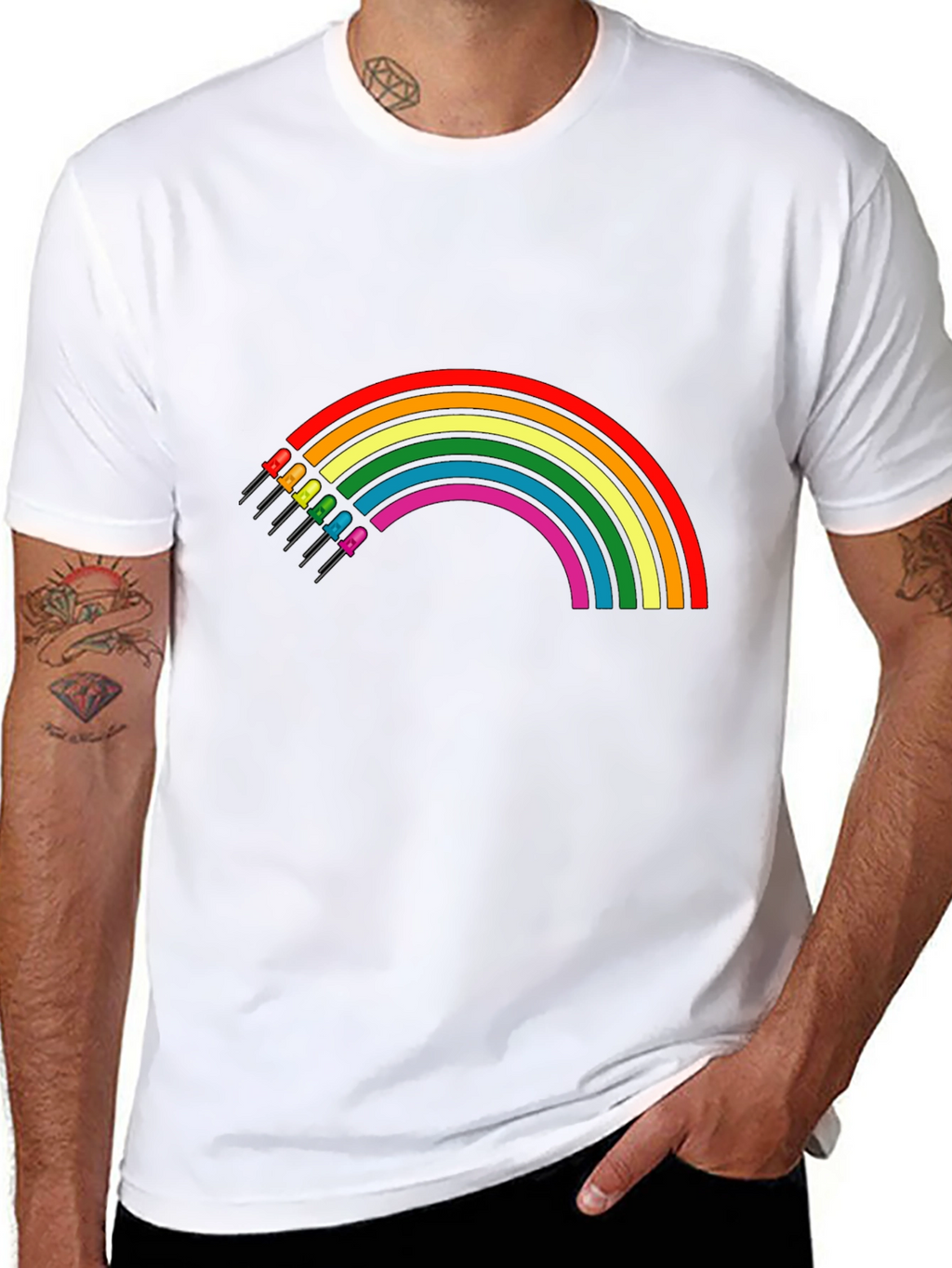 Rainbow LED T-Shirt - Black Cotton Blend