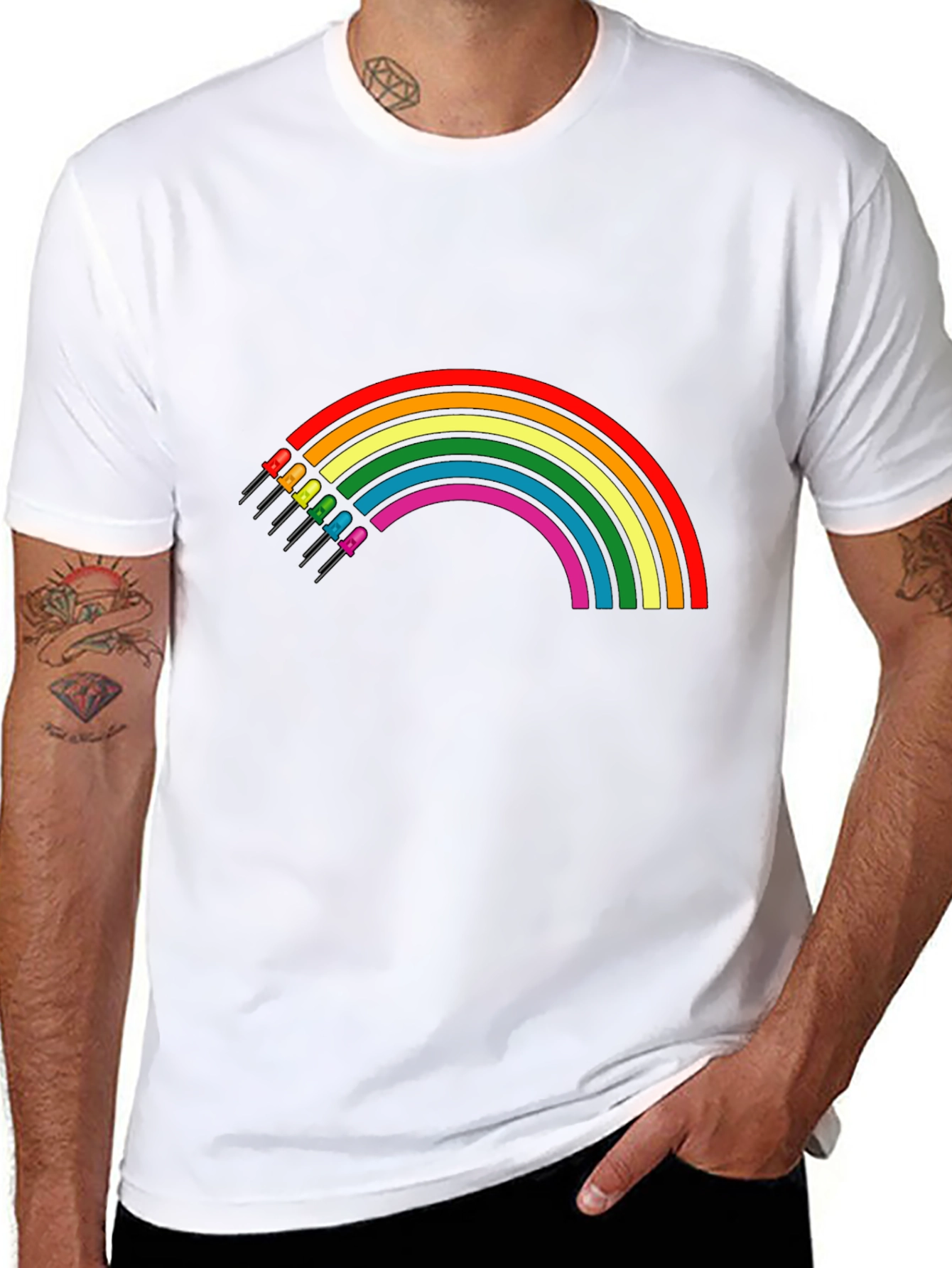 Rainbow LED T-Shirt - Black Cotton Blend