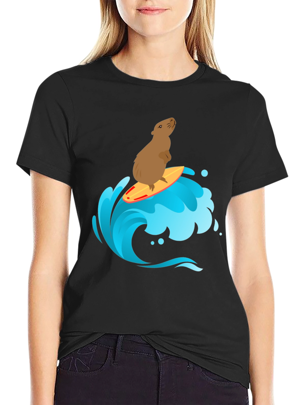 Surfing Capybara Graphic T-Shirt
