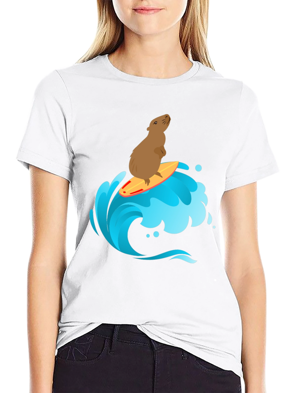 Surfing Capybara Graphic T-Shirt