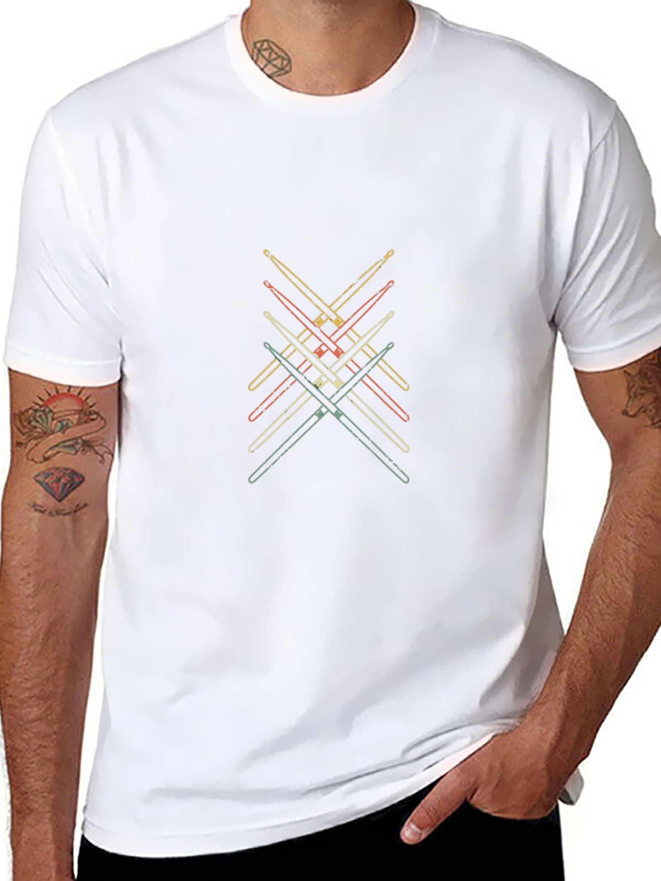 Drumsticks Graphic Tee - Retro Music Shirt