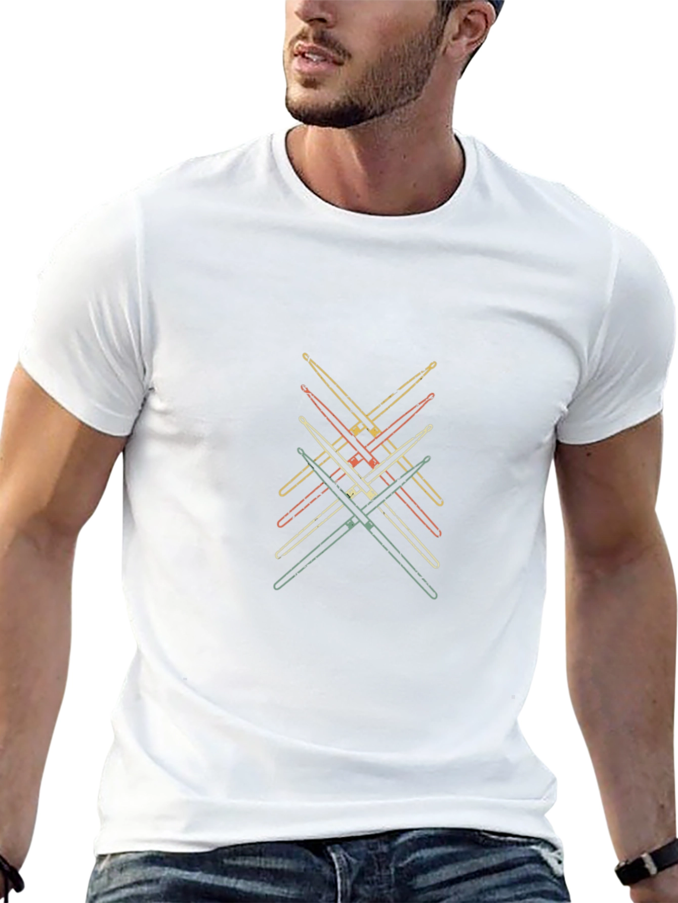 Drumsticks Graphic Tee - Retro Music Shirt