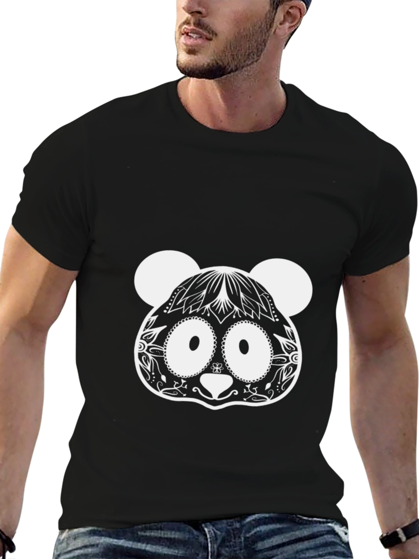 Cool Panda Graphic Tee - Black Cotton Blend