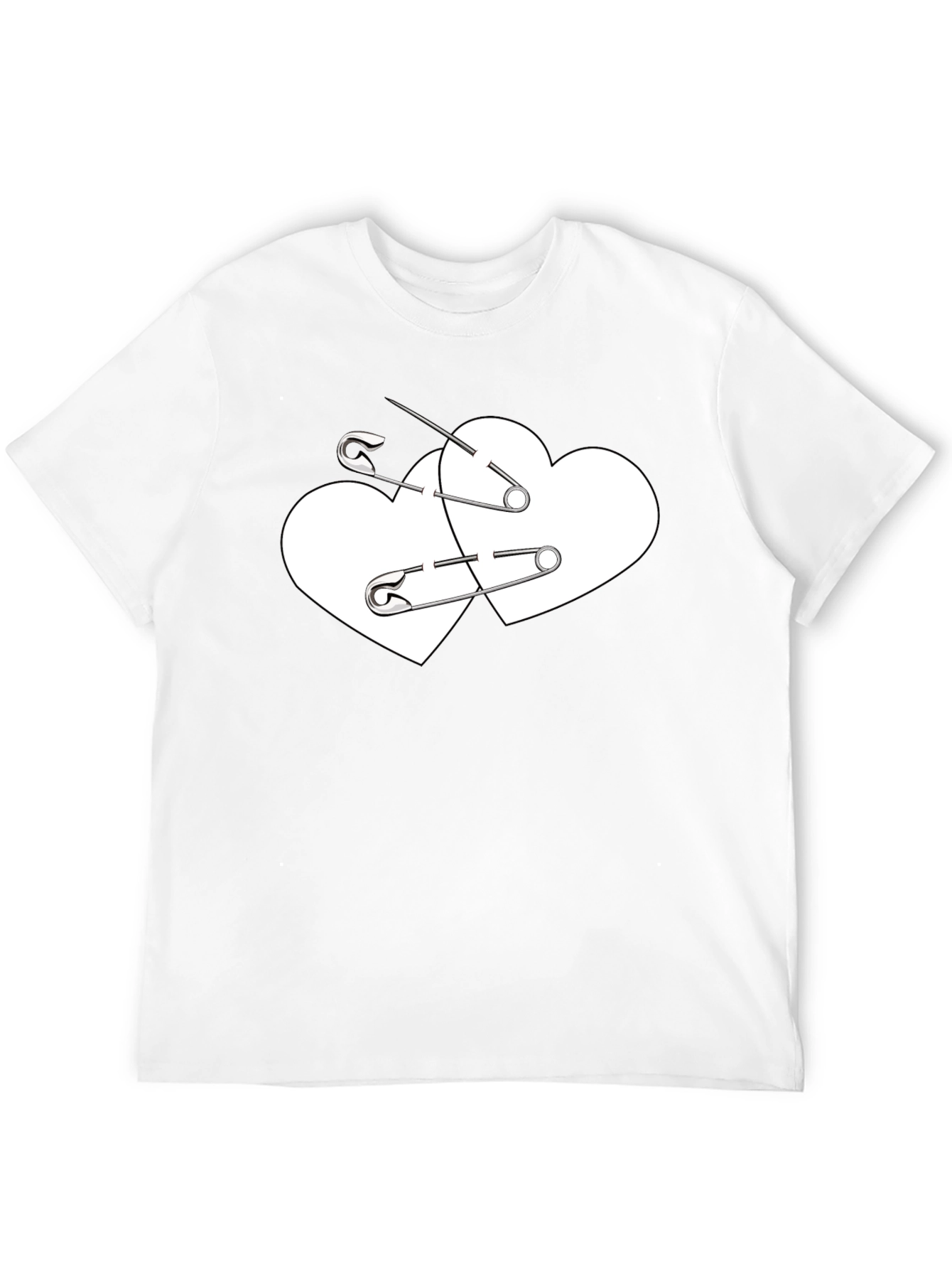 Safety Pin Heart Graphic Tee - Black