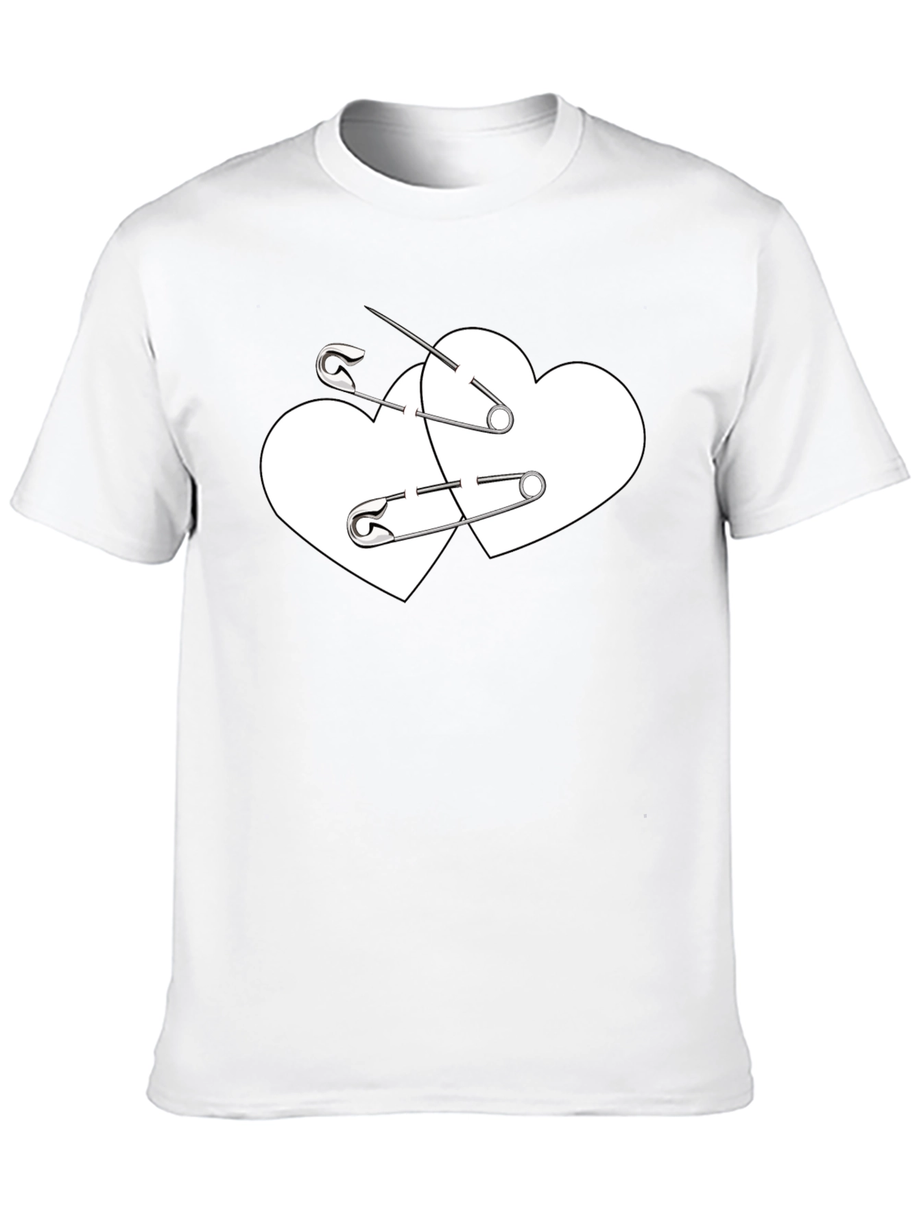 Safety Pin Heart Graphic Tee - Black