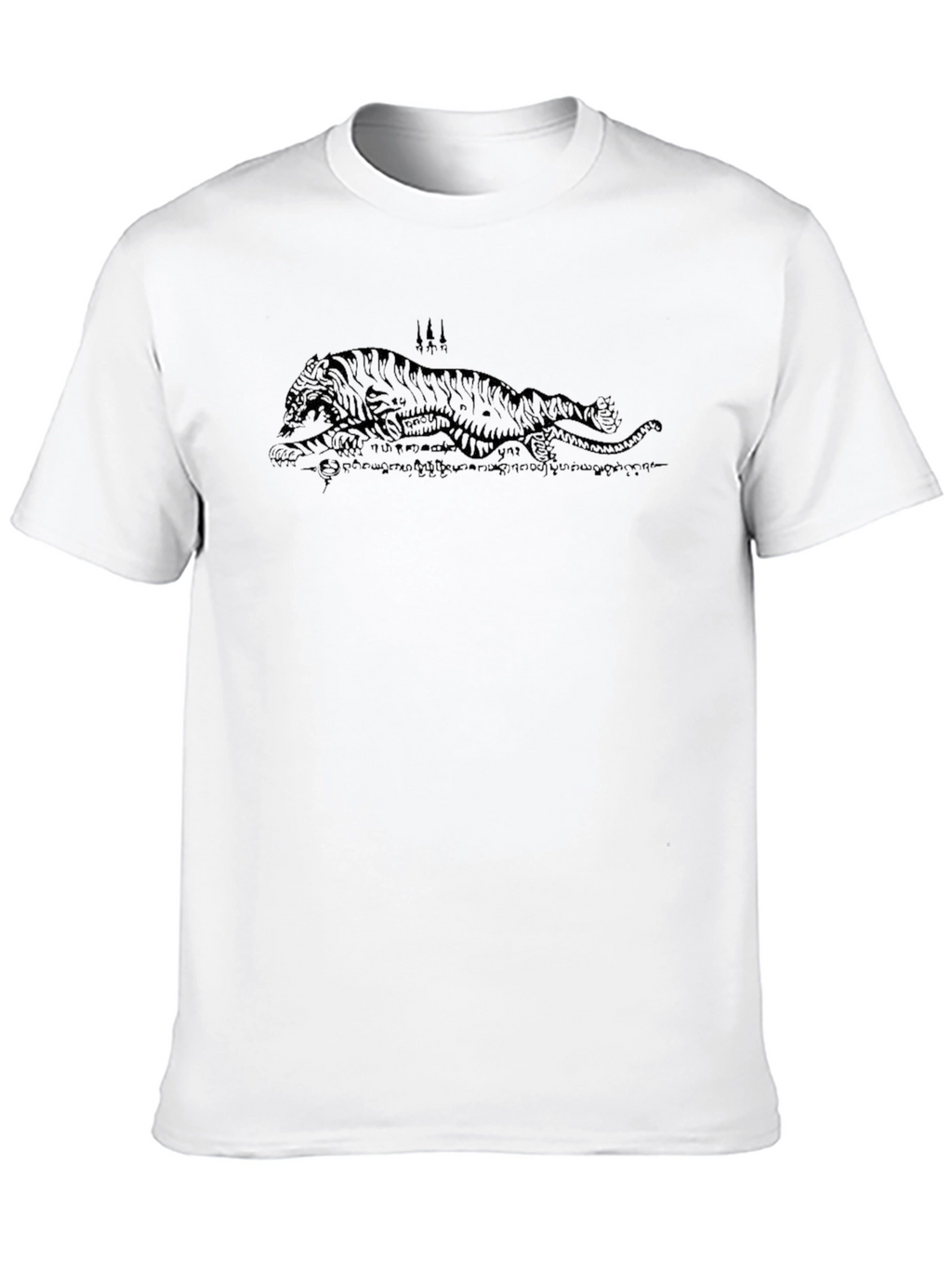 Black Graphic Tee - Tiger Design