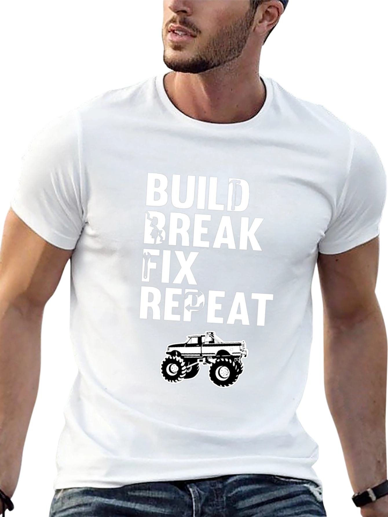 Build Break Fix Repeat T-Shirt - Mechanic Funny Tee
