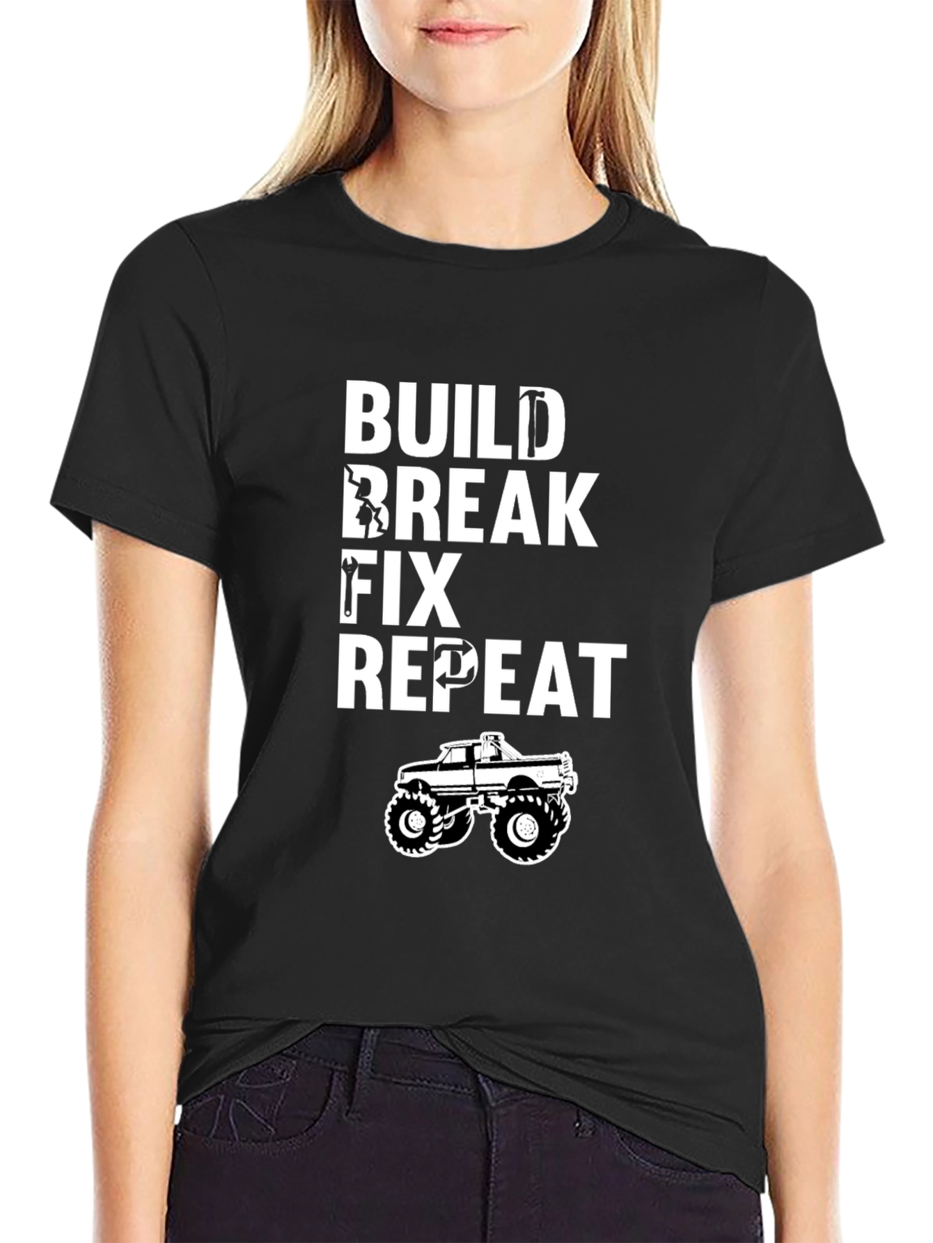 Build Break Fix Repeat T-Shirt - Mechanic Funny Tee