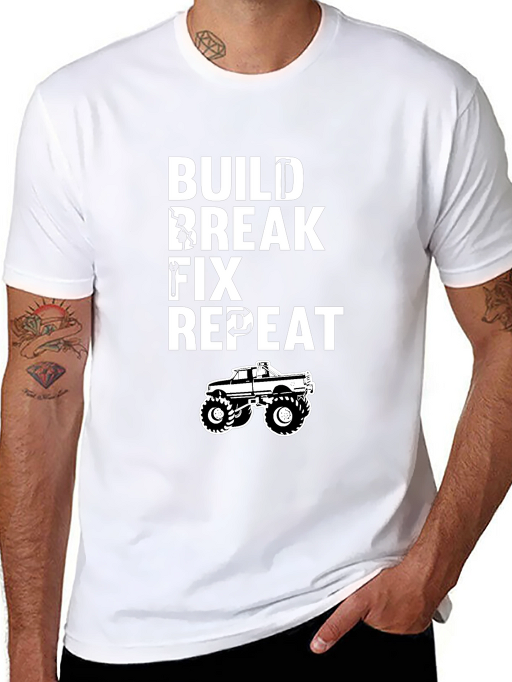 Build Break Fix Repeat T-Shirt - Mechanic Funny Tee