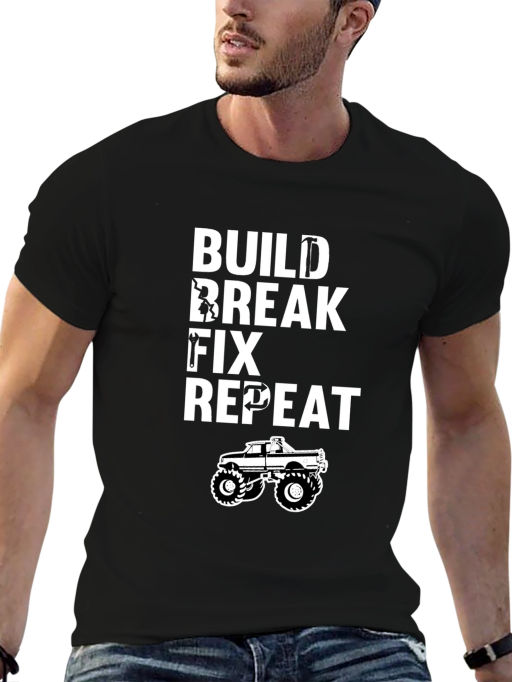 Build Break Fix Repeat T-Shirt - Mechanic Funny Tee