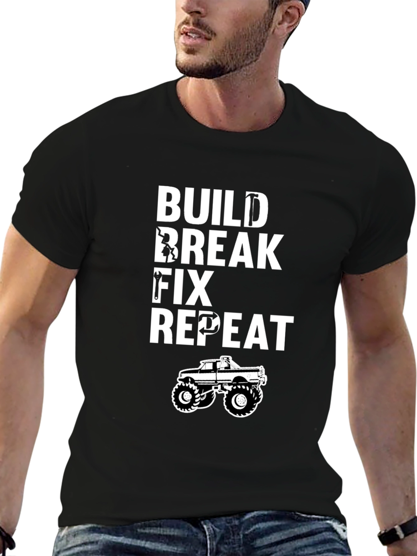 Build Break Fix Repeat T-Shirt - Mechanic Funny Tee