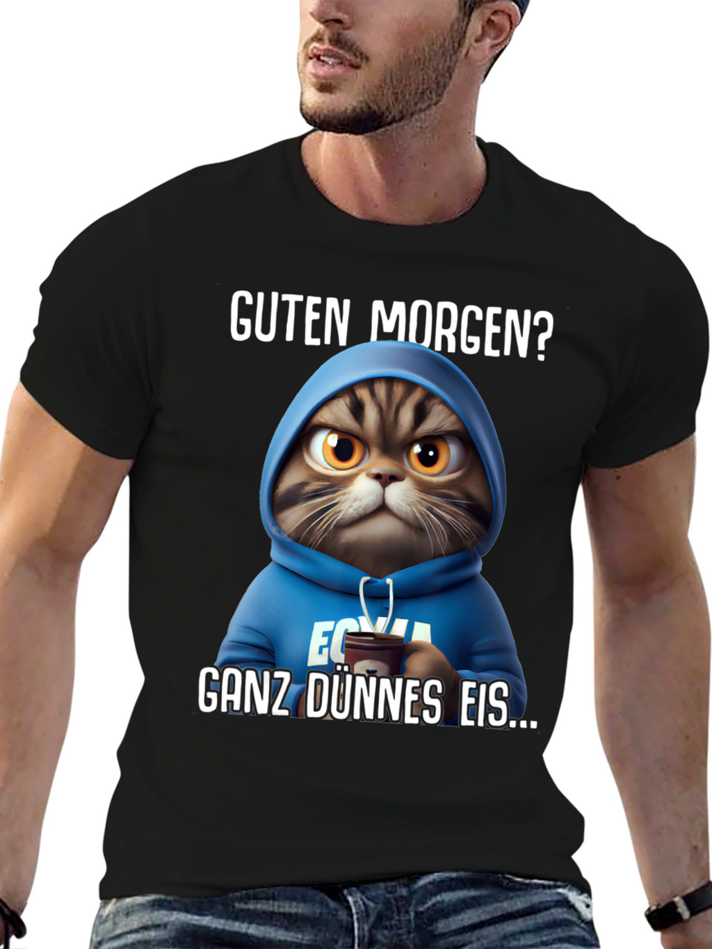 Grumpy Cat Hoodie T-Shirt - Guten Morgen?