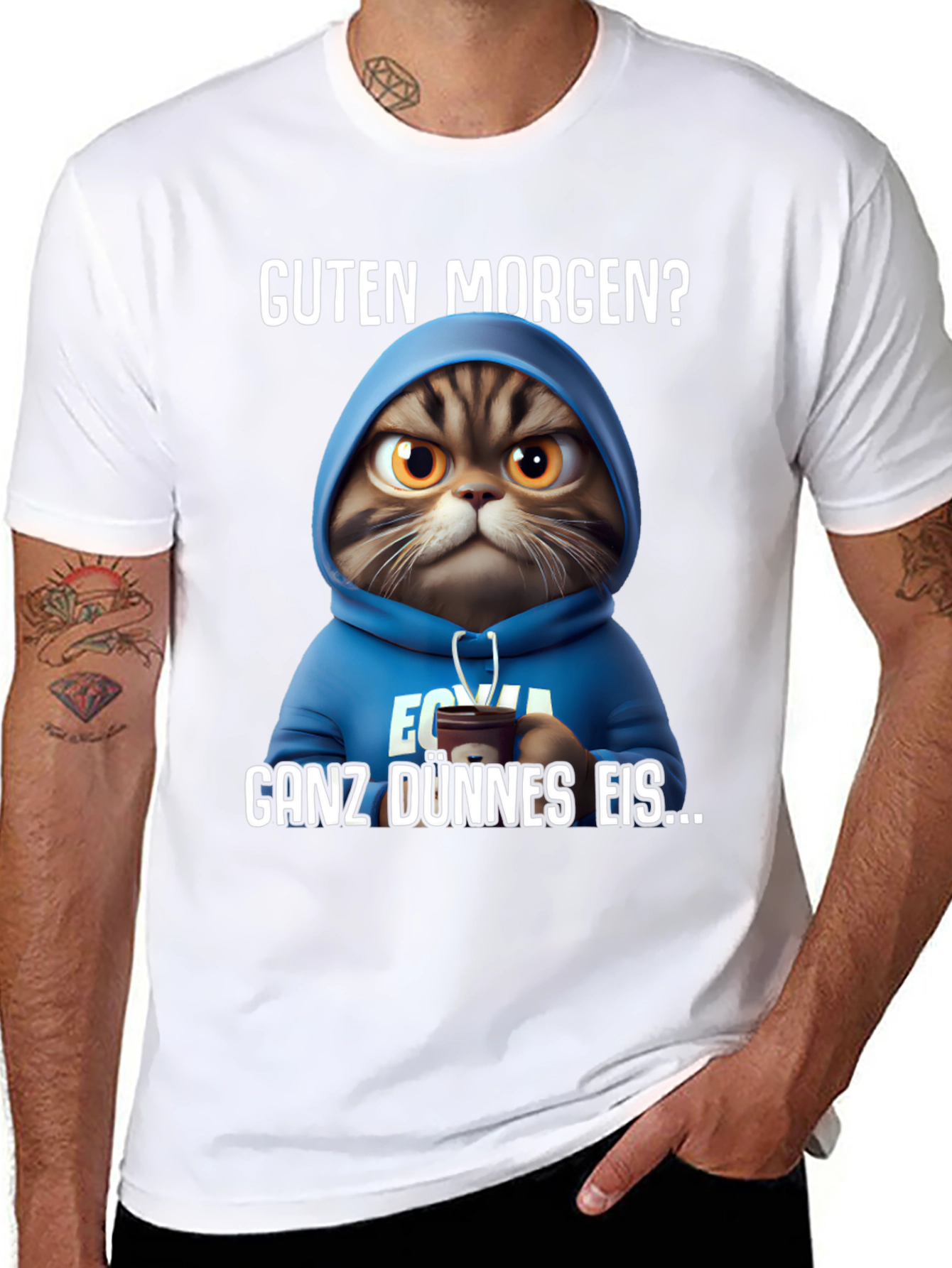 Grumpy Cat Hoodie T-Shirt - Guten Morgen?