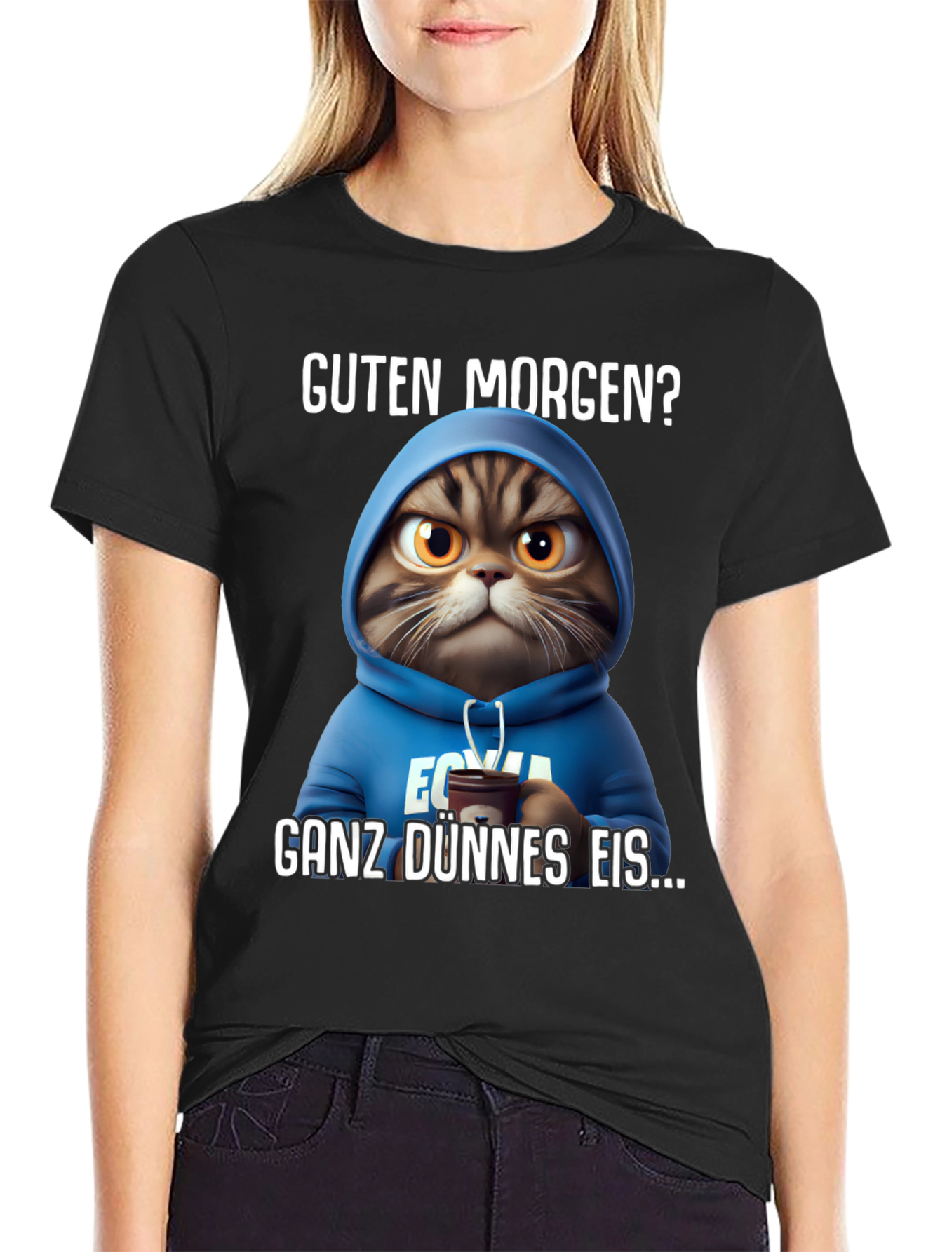 Grumpy Cat Hoodie T-Shirt - Guten Morgen?