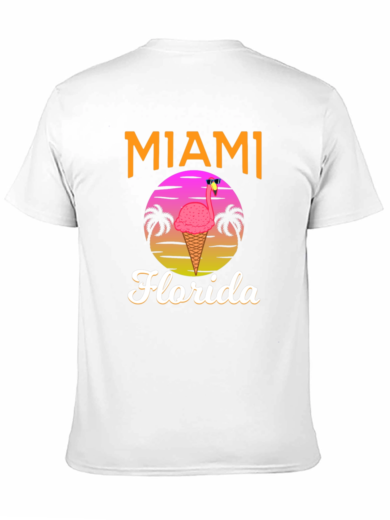 Miami Florida Flamingo Ice Cream T-Shirt