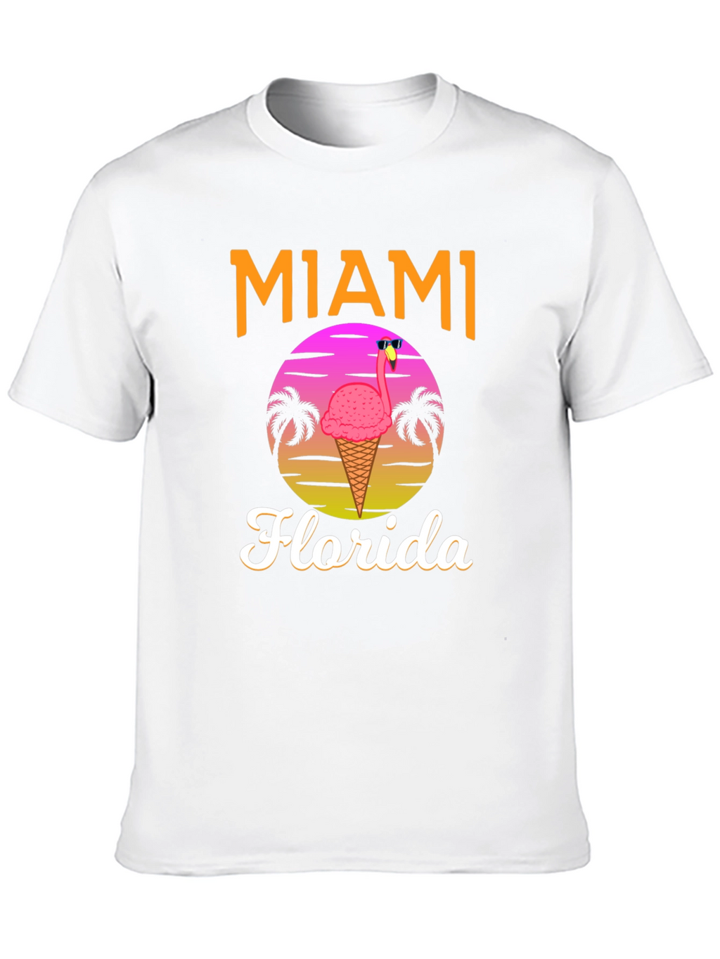 Miami Florida Flamingo Ice Cream T-Shirt