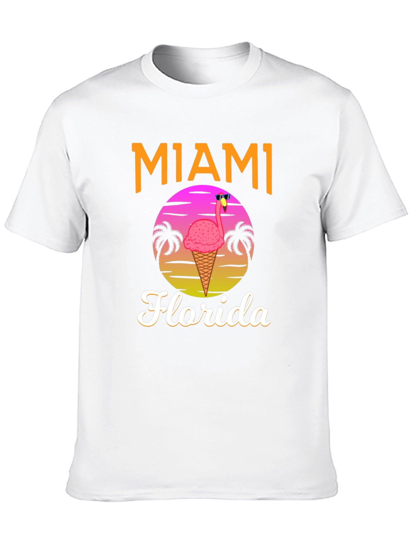 Miami Florida Flamingo Ice Cream T-Shirt