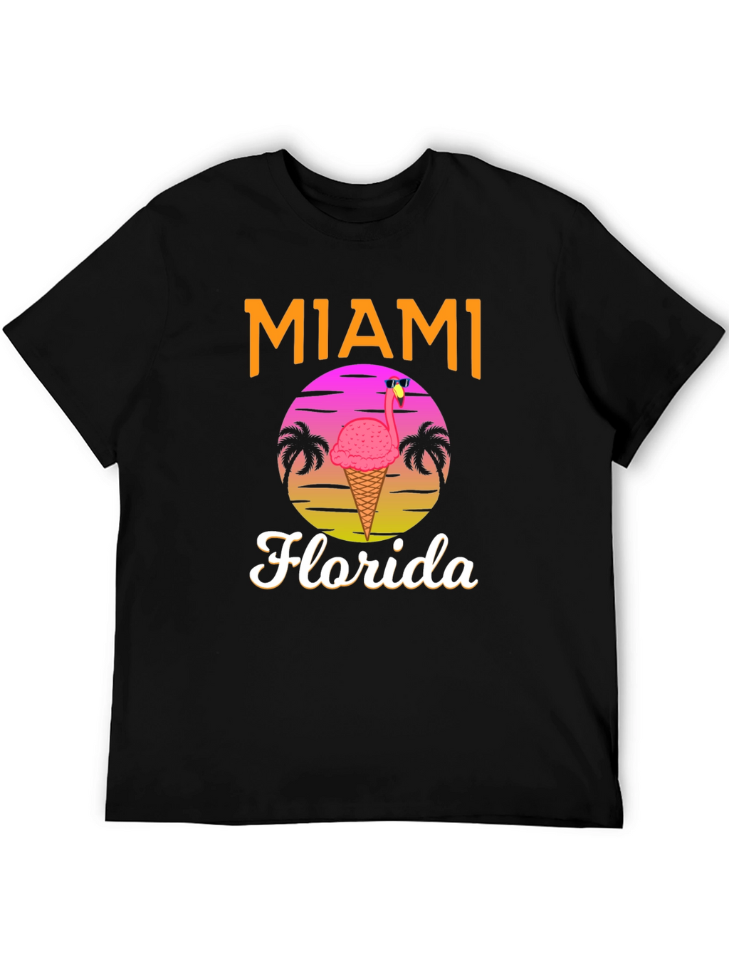 Miami Florida Flamingo Ice Cream T-Shirt
