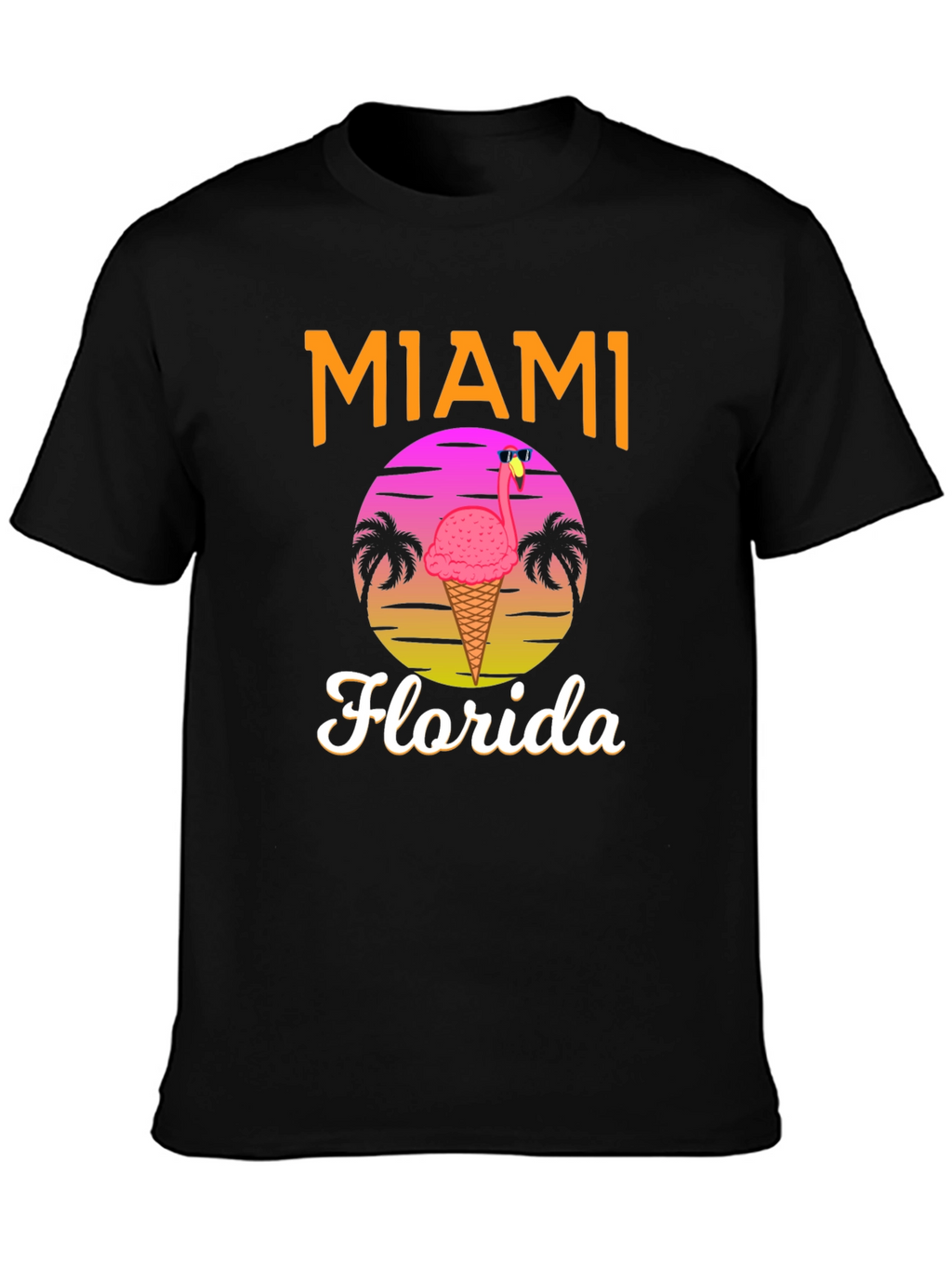 Miami Florida Flamingo Ice Cream T-Shirt