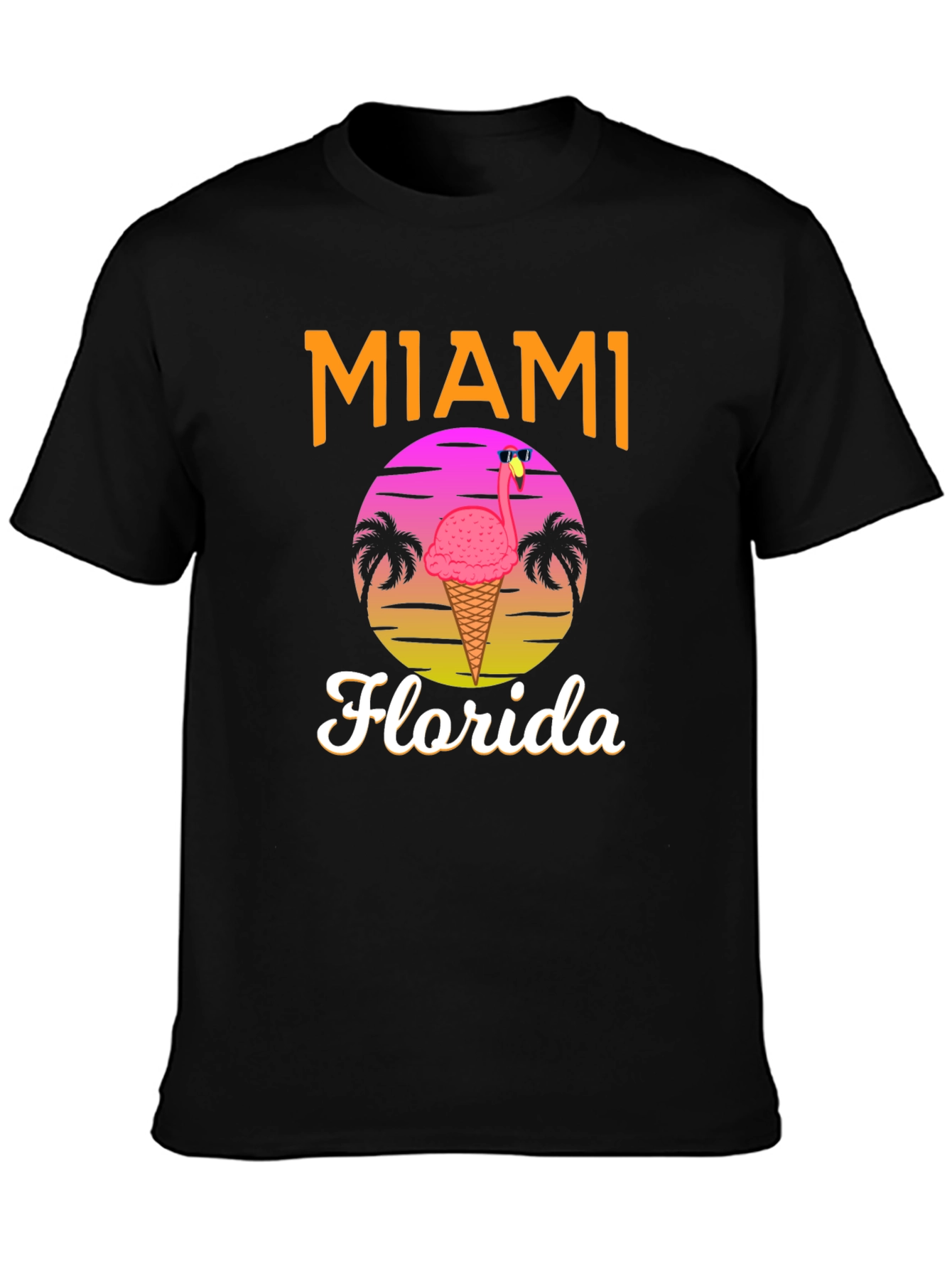 Miami Florida Flamingo Ice Cream T-Shirt