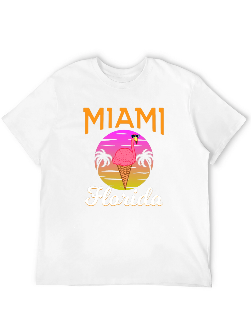 Miami Florida Flamingo Ice Cream T-Shirt