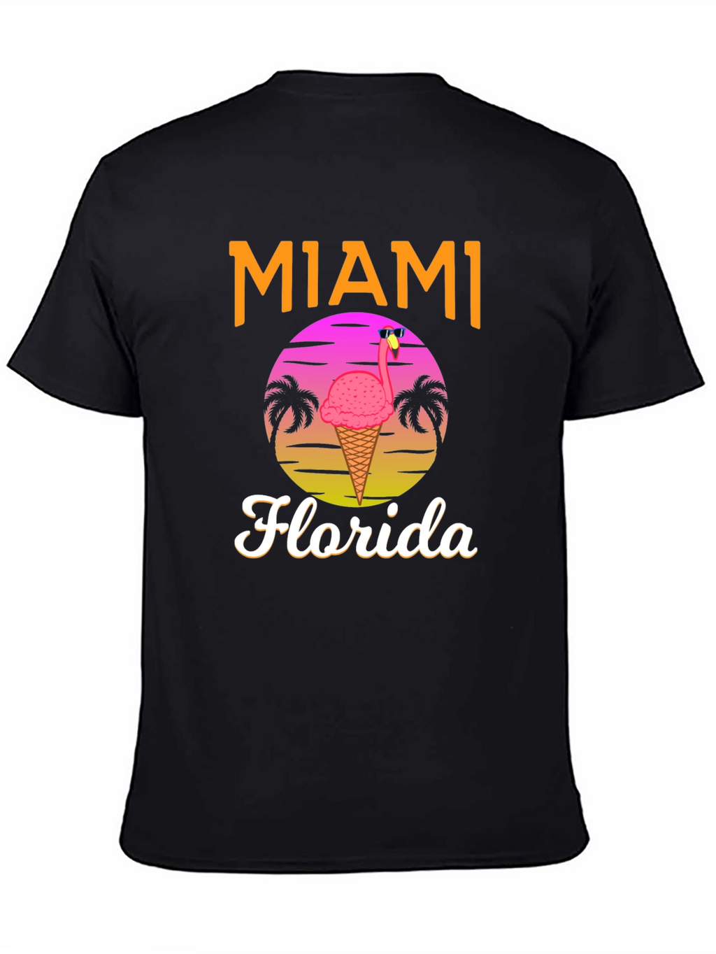 Miami Florida Flamingo Ice Cream T-Shirt