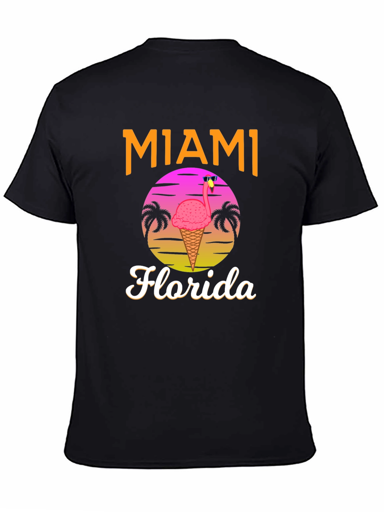 Miami Florida Flamingo Ice Cream T-Shirt