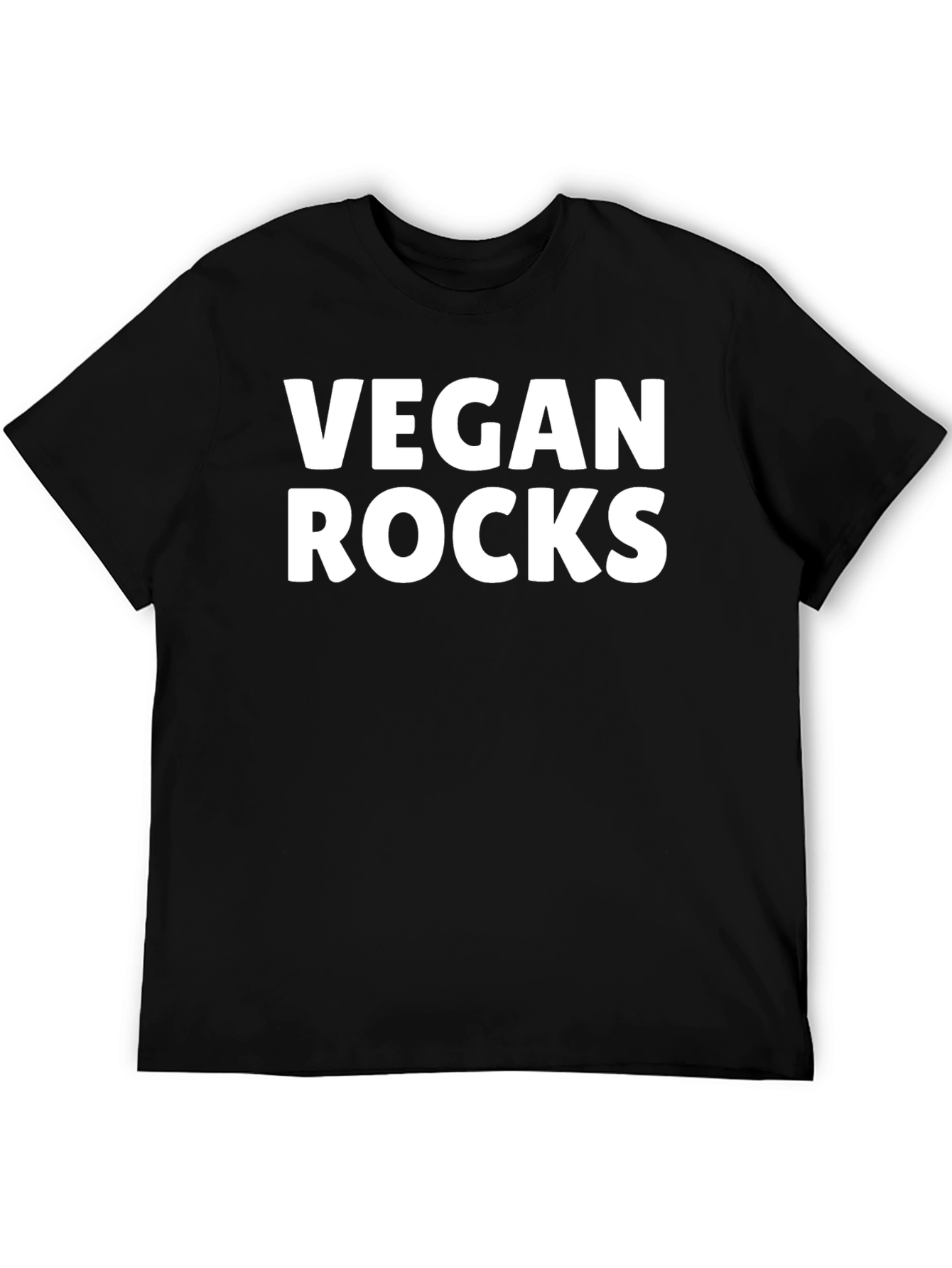 Vegan Rocks T-Shirt - Black Short Sleeve Crew Neck