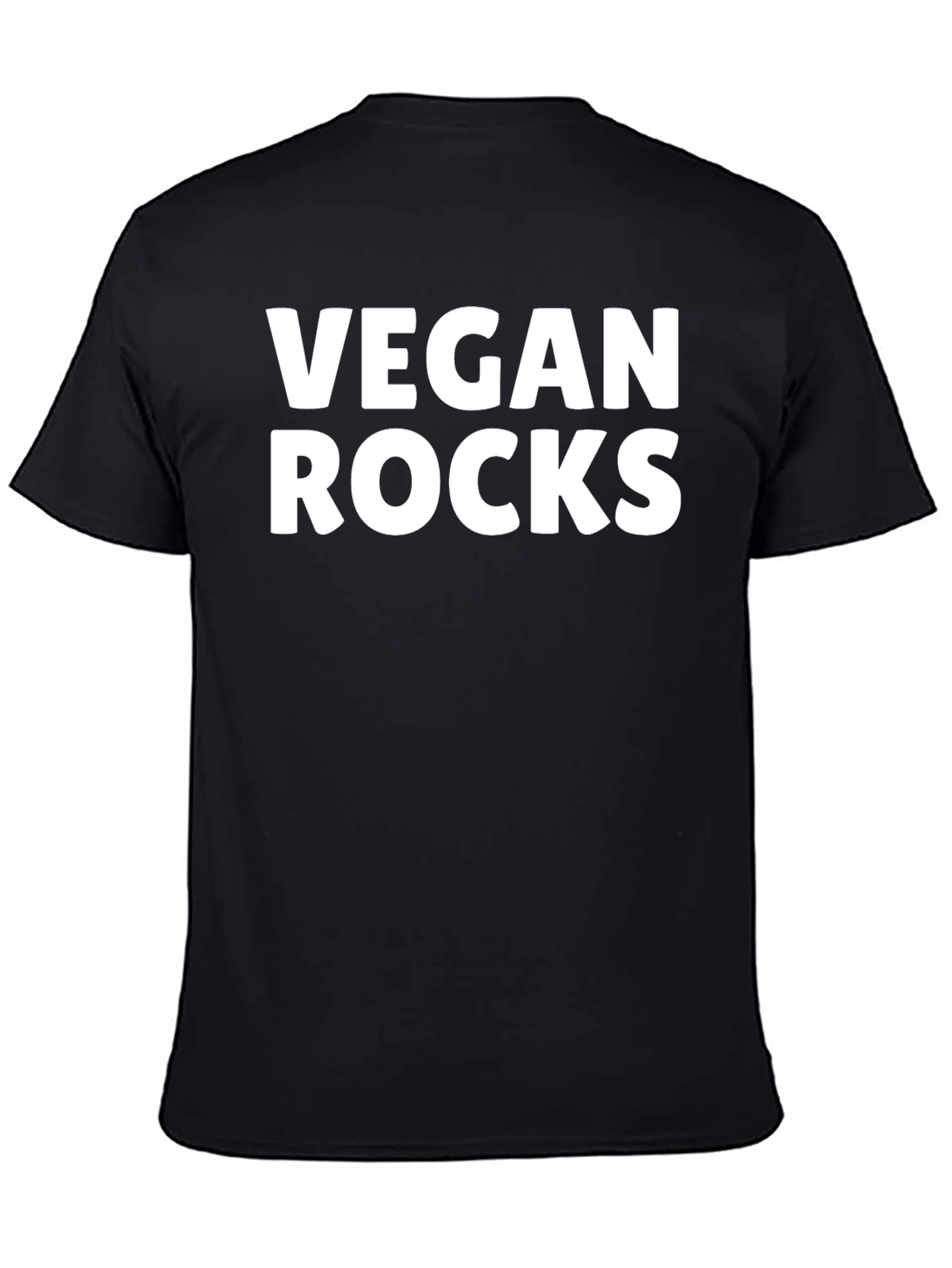 Vegan Rocks T-Shirt - Black Short Sleeve Crew Neck