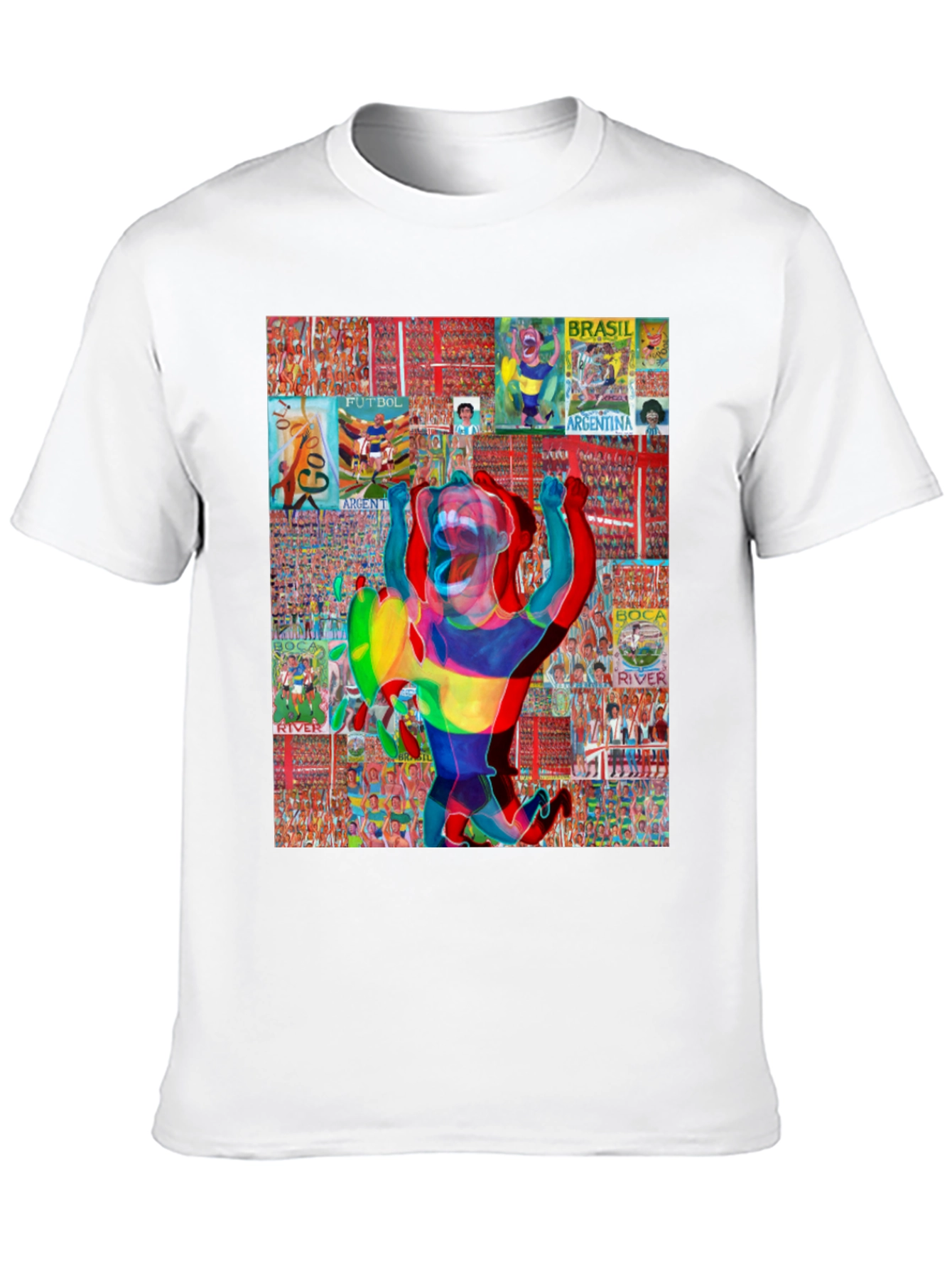 Soccer Collage Graphic Tee - Black Cotton Blend