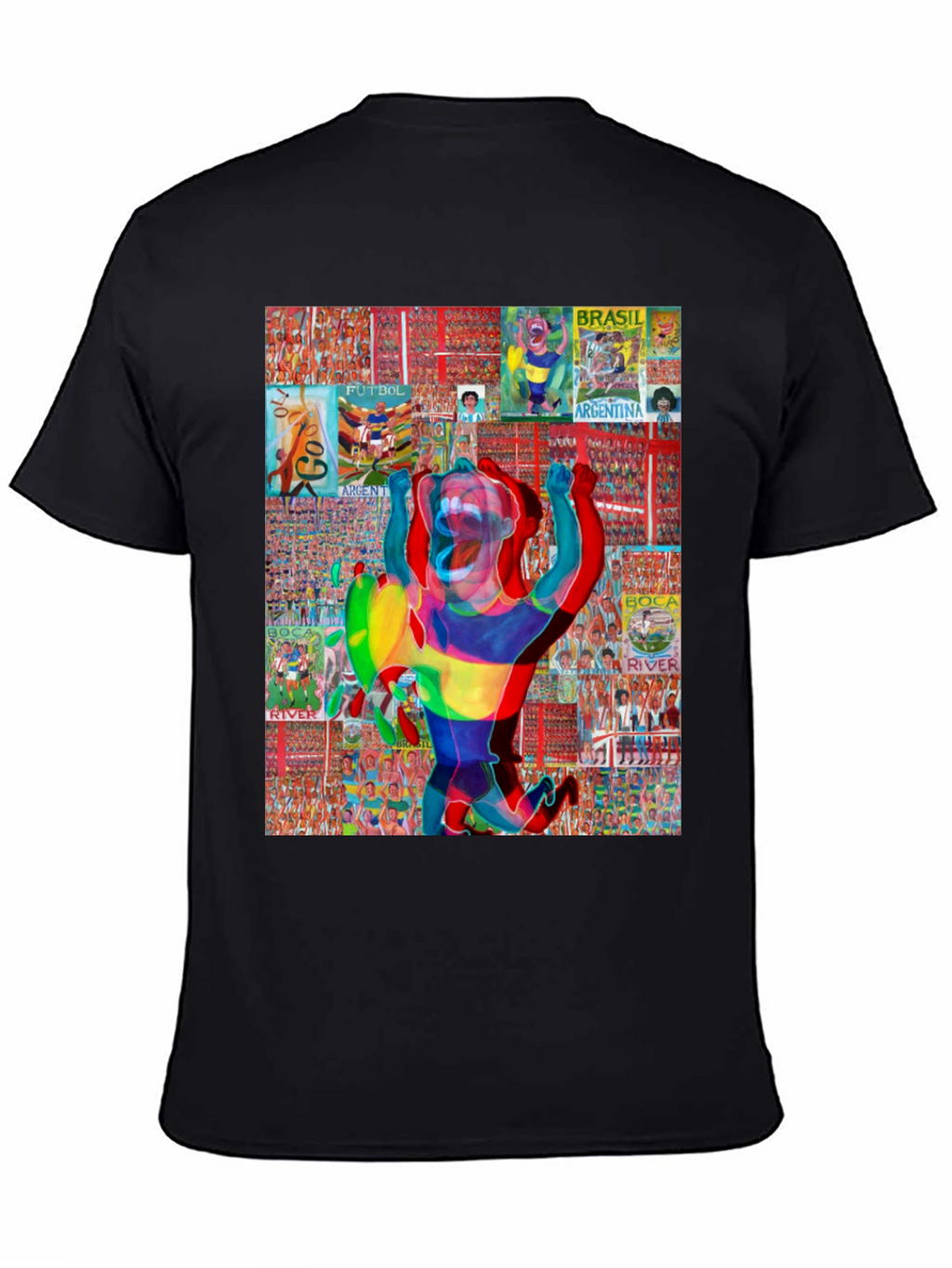 Soccer Collage Graphic Tee - Black Cotton Blend